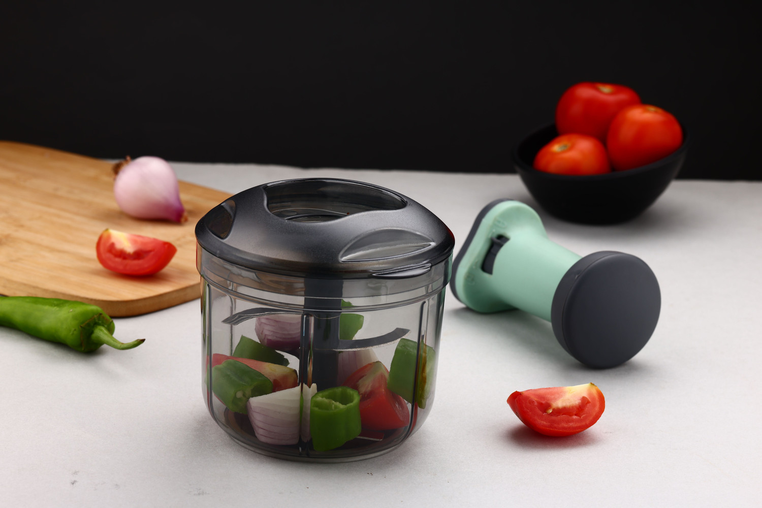 Image of OMORTEX Push Chopper 850 ml Vegetable & Fruit Chopper