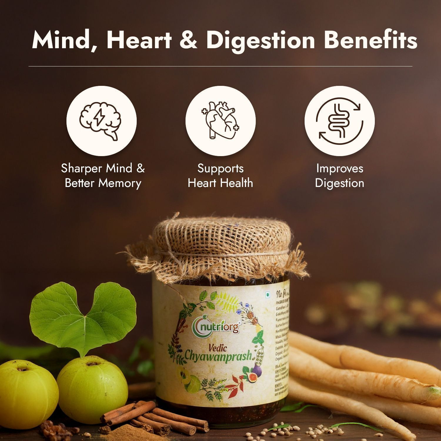 Image of Nutriorg Chyawanprash|Sugar-Free|48 Herbs|Made with Honey
