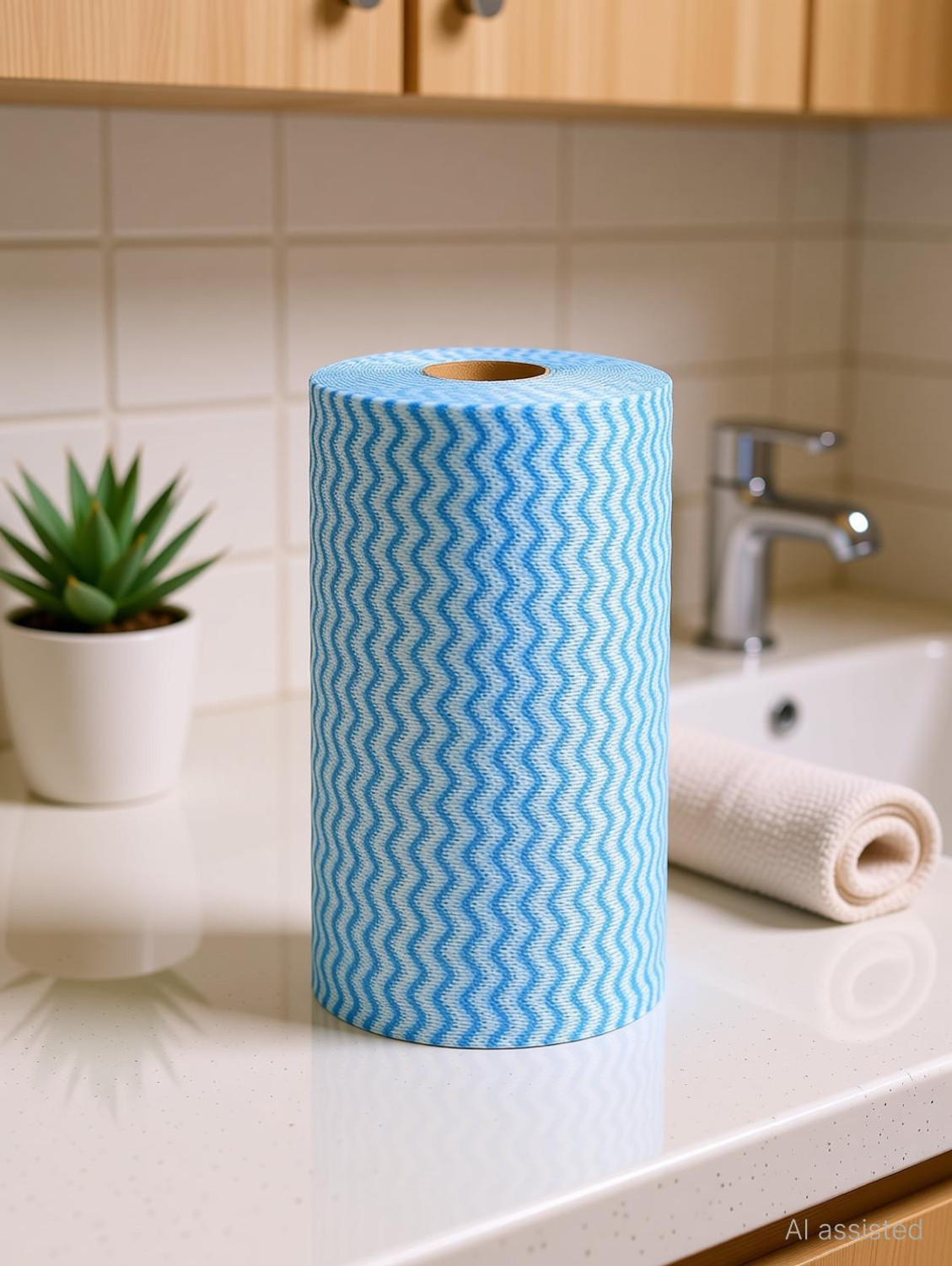 Image of KITCHENBIZ Non Woven Reusable Kitchen Towel Roll Pack of 2 Multipurpose Washable Tissue Wet and Dry Non-woven Cleaning Cloth
