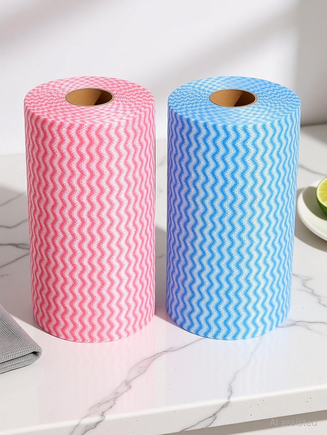 Image of KITCHENBIZ Non Woven Reusable Kitchen Towel Roll Pack of 2 Multipurpose Washable Tissue Wet and Dry Non-woven Cleaning Cloth