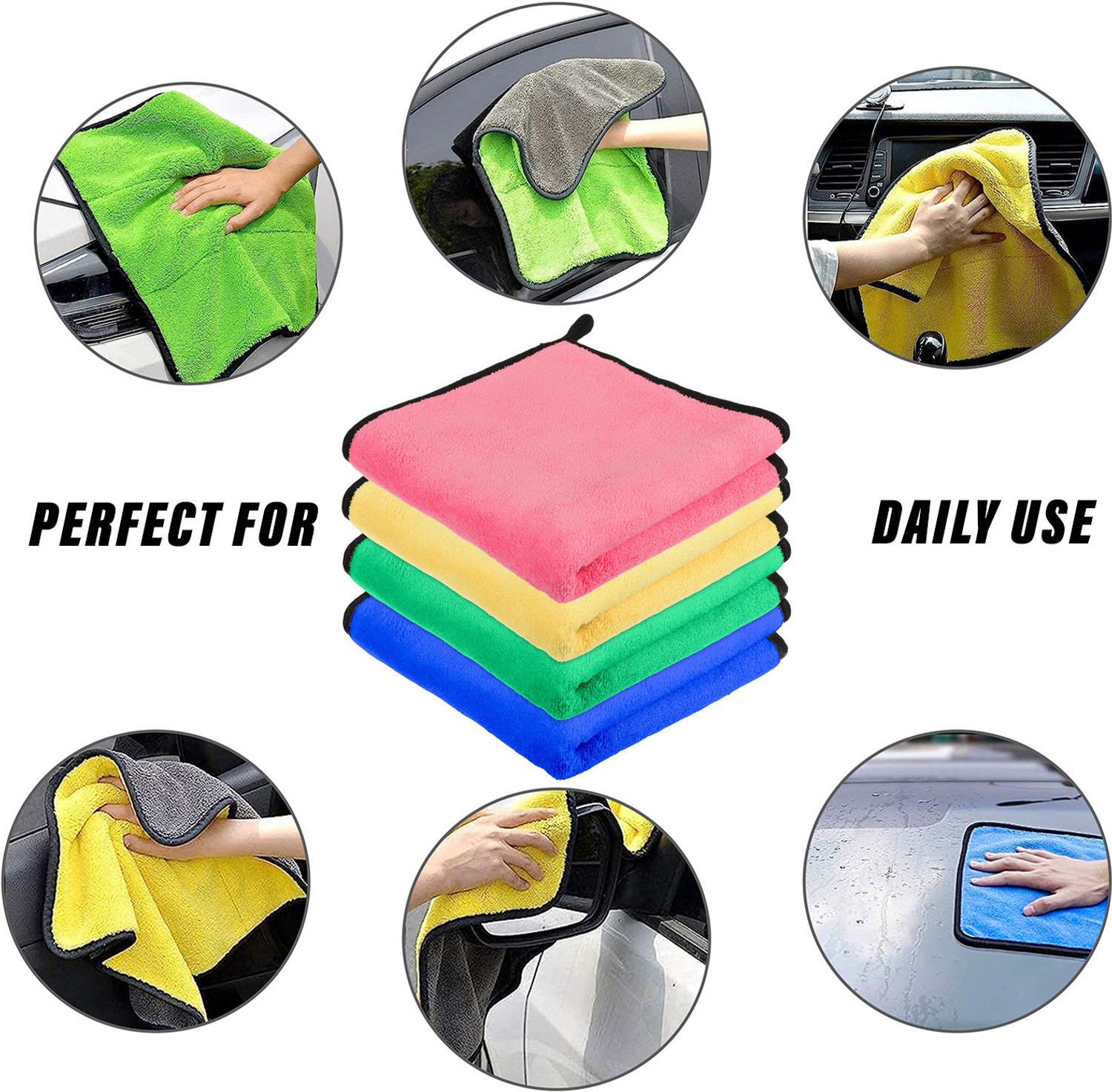 Image of KUBER INDUSTRIES 400 GSM Cleaning Towel for Kitchen with Hanging Loop|40x40|Pack of 2|Multi Wet and Dry Microfiber Cleaning Cloth