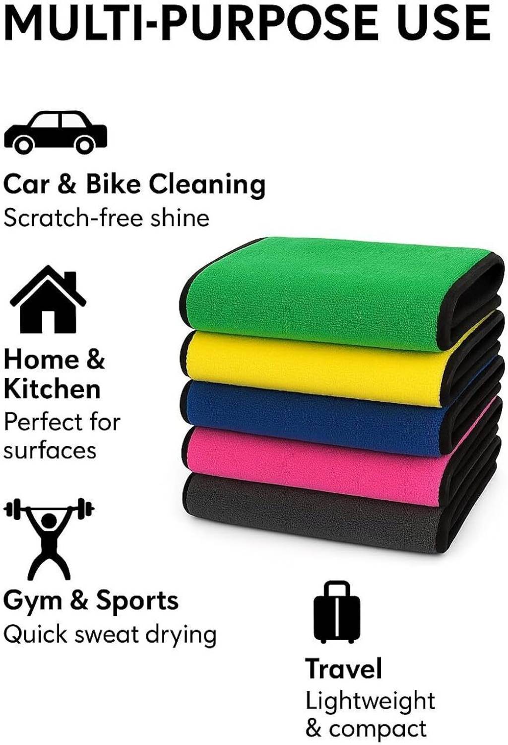 soxsense Microfiber Vehicle Washing Cloth Pack of 5 - Image 4