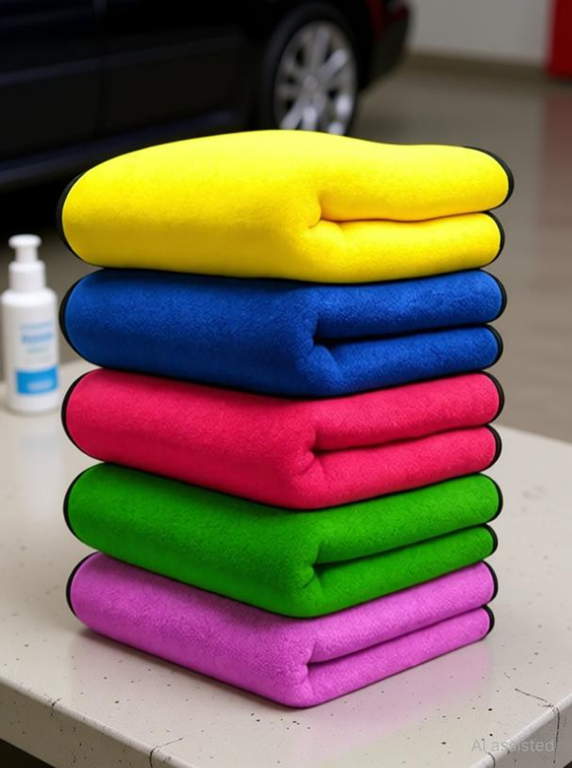 Image of High Life Microfiber Towels for Car Bike Cleaning (40cm x 40cm) Highly Absorbent Wet and Dry Microfiber Cleaning Cloth (5 Units)