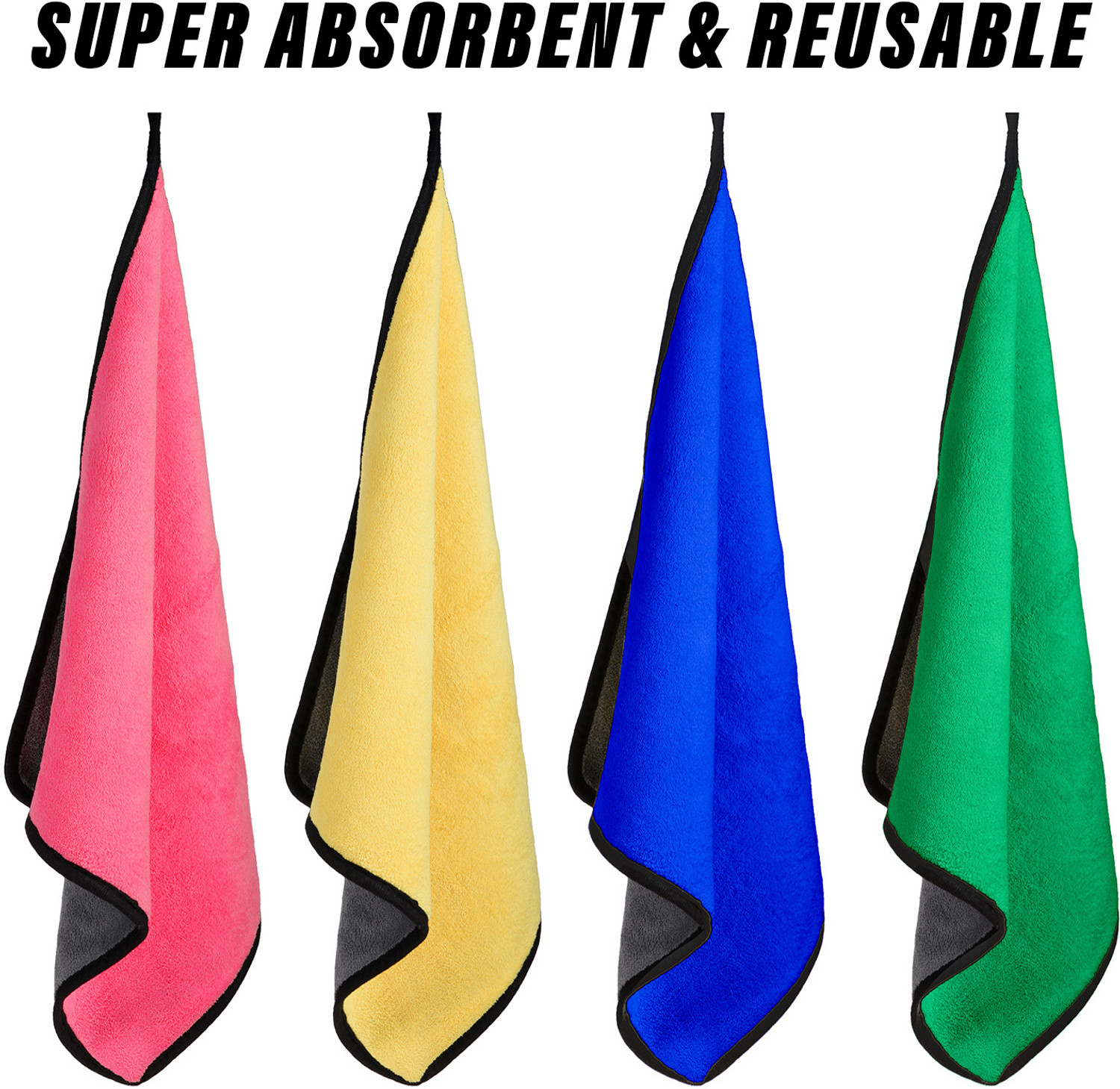 Image of KUBER INDUSTRIES 400 GSM Cleaning Towel for Kitchen with Hanging Loop|40x40|Pack of 2|Multi Wet and Dry Microfiber Cleaning Cloth