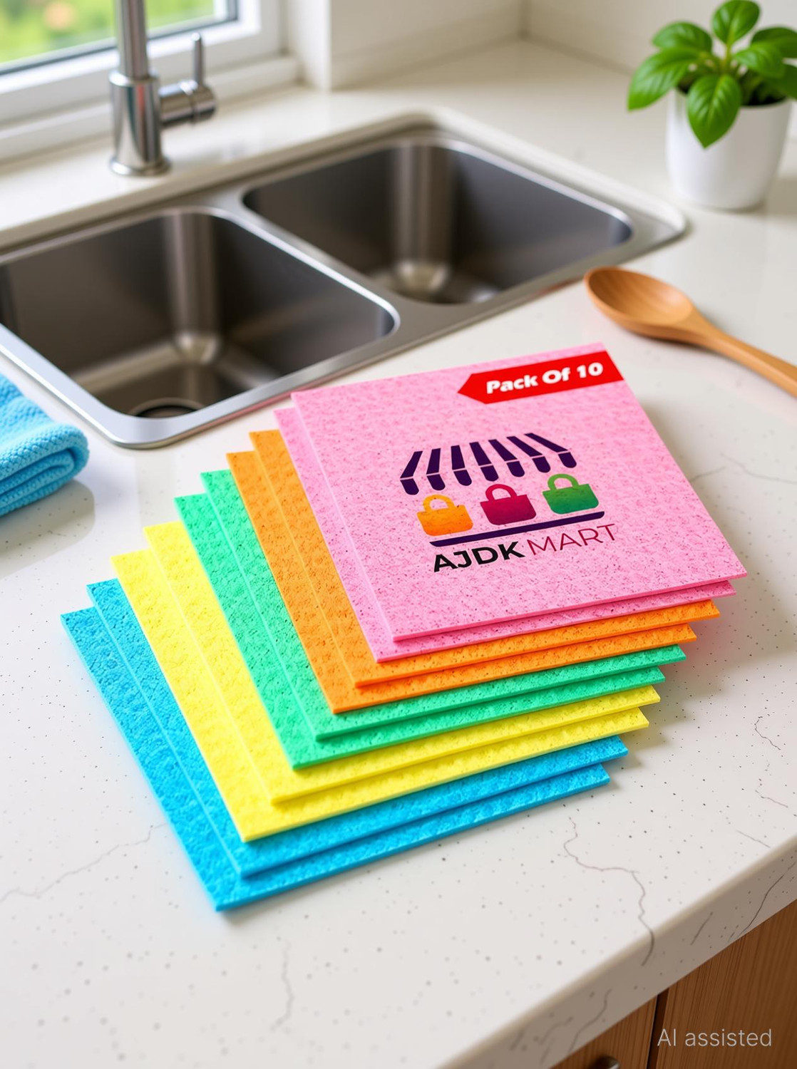 Image of AJDK MART Cellulose Sponge Cloth Cellulose Sponge Cloth Wet and Dry Sponge Cleaning Cloth