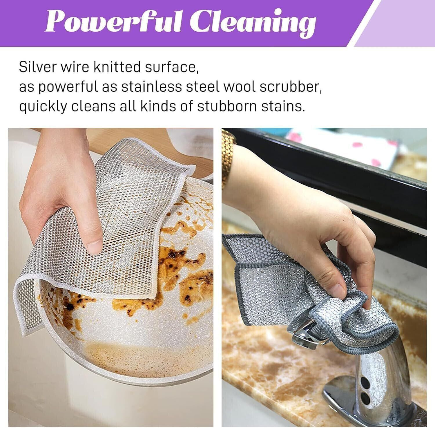 Image of Hitvik Wire Dishcloth for Wet & Dry Dishwashing - Non-Scratch Stainless Steel Cleaner Dishwash Bar