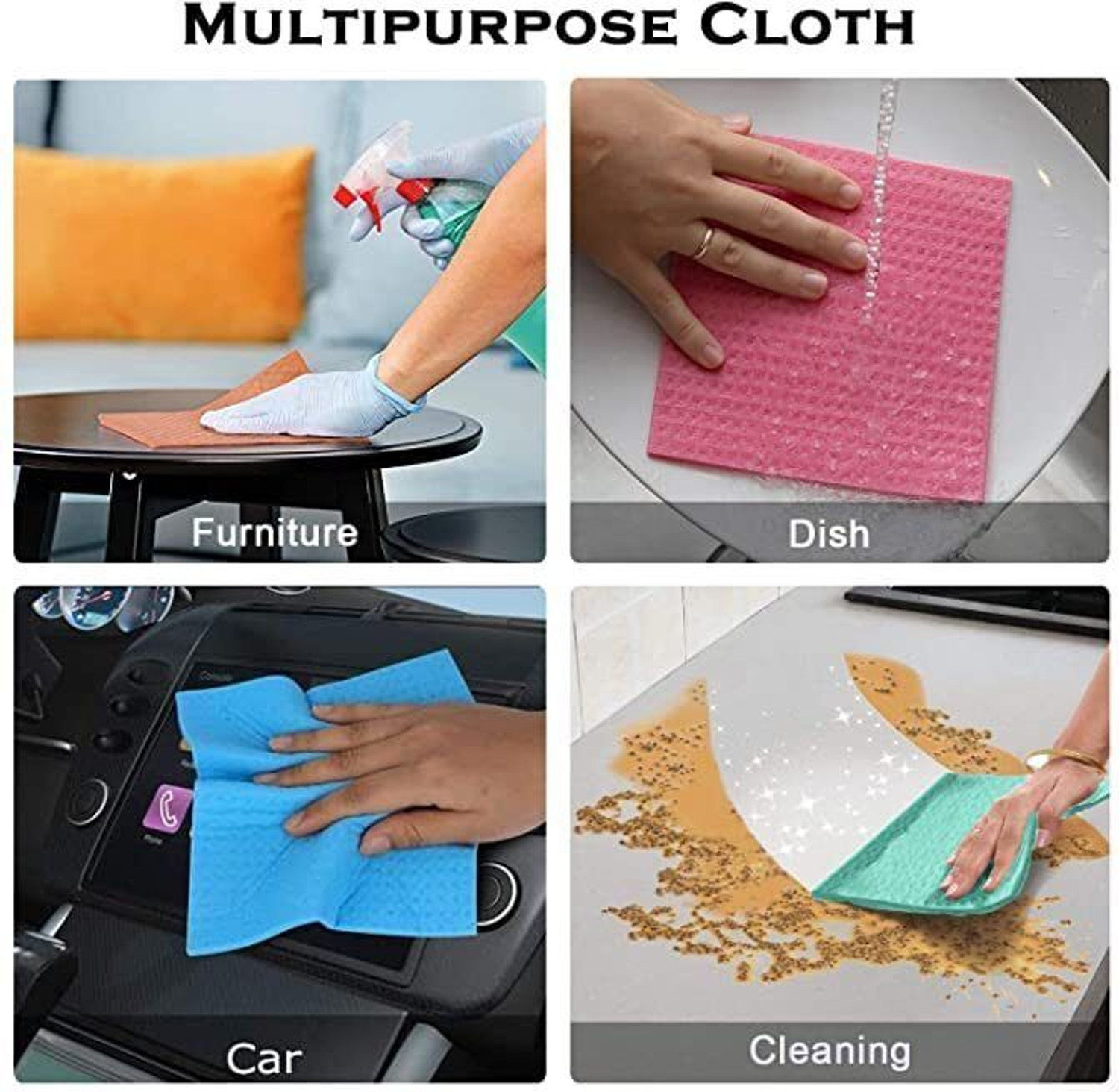 Image of AJDK MART Cellulose Sponge Cloth Cellulose Sponge Cloth Wet and Dry Sponge Cleaning Cloth