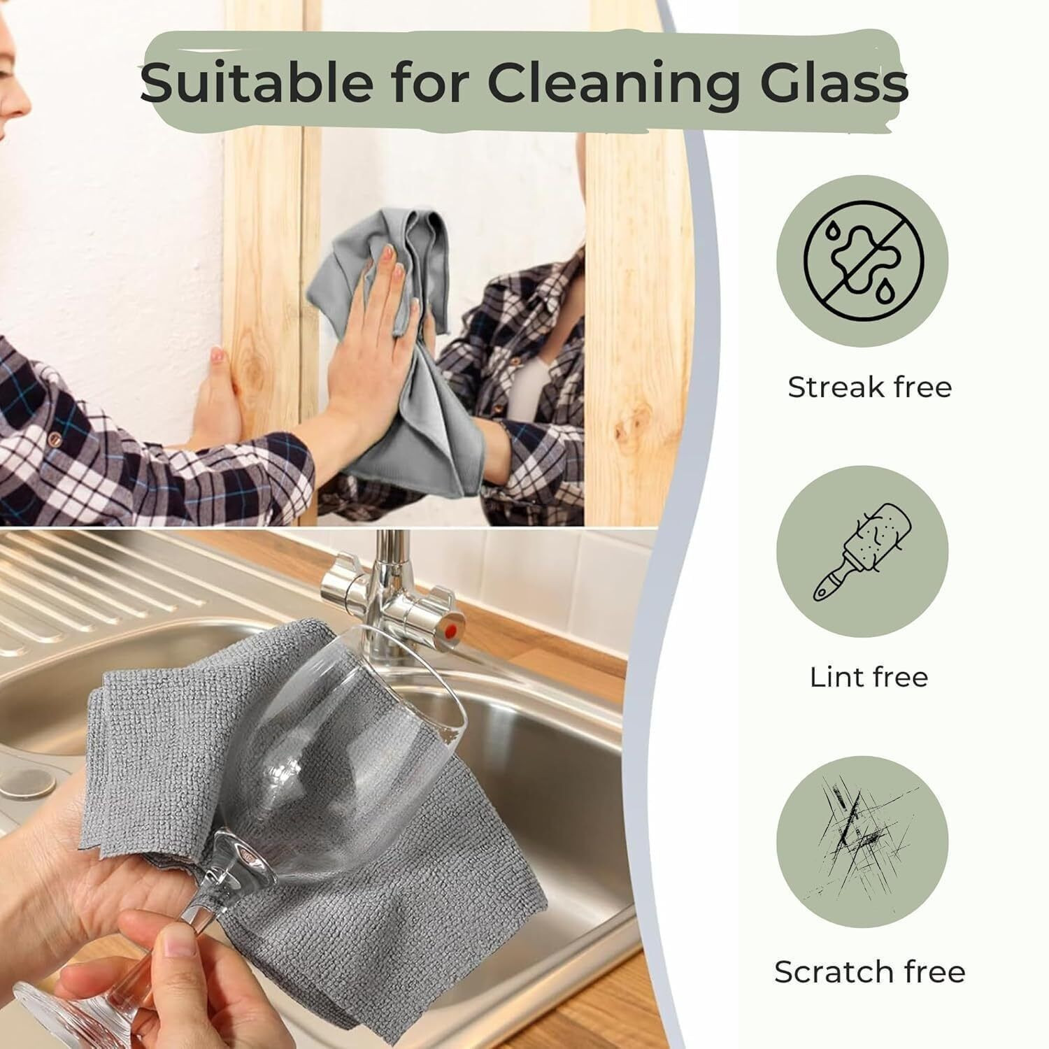 Image of GATHA SALES Kitchen Cleaning Cloth Roll Home, Car, Glass, Surface 25*25 Reusable Washable Wet and Dry Microfiber Cleaning Cloth