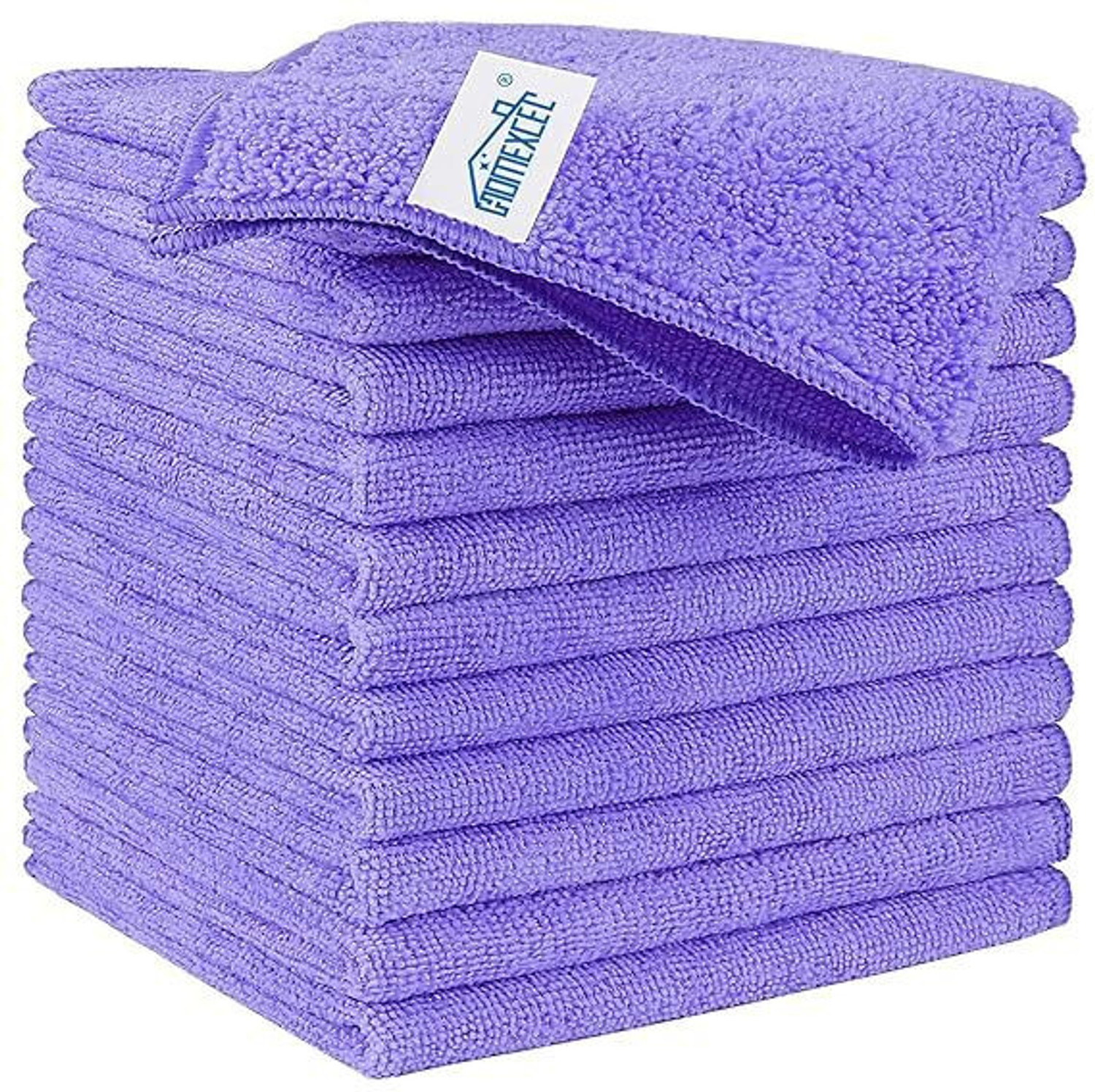 Image of HOMEXCEL Highly Absorbent Cleaning Rags Towel for House Car Kitchen Purple (30x30cm) Dry Microfiber Cleaning Cloth