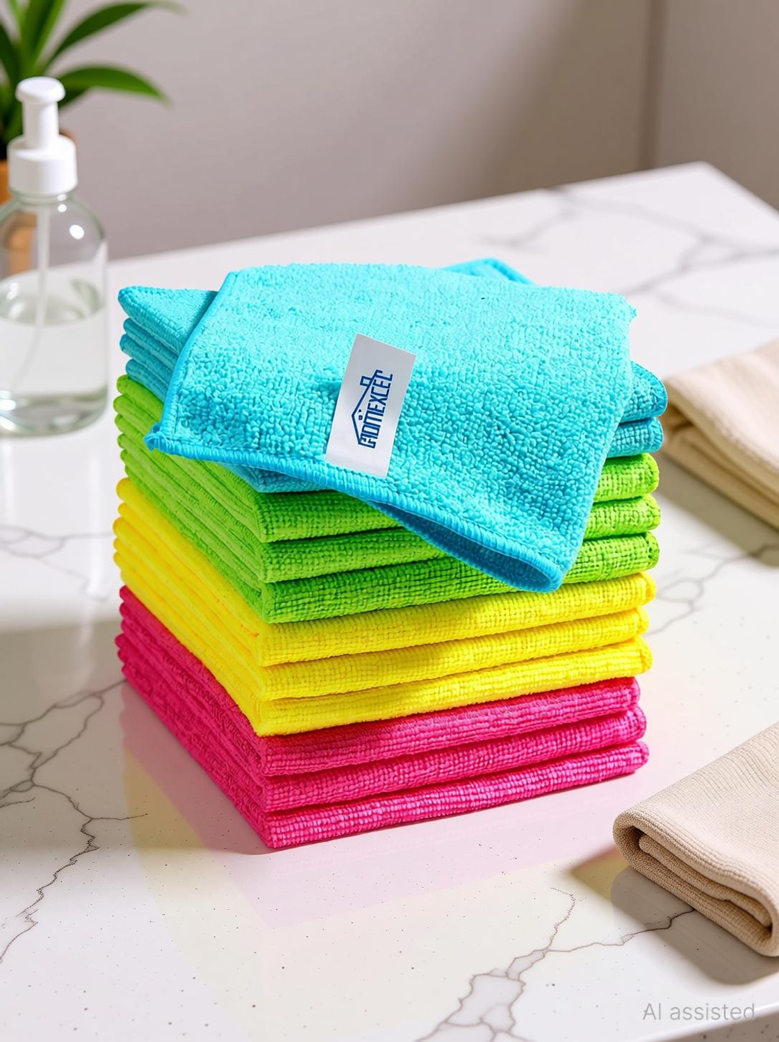 Image of HOMEXCEL Cleaning Cloth 4 Color 30x30cm pack of 12 Wet and Dry Microfiber Cleaning Cloth
