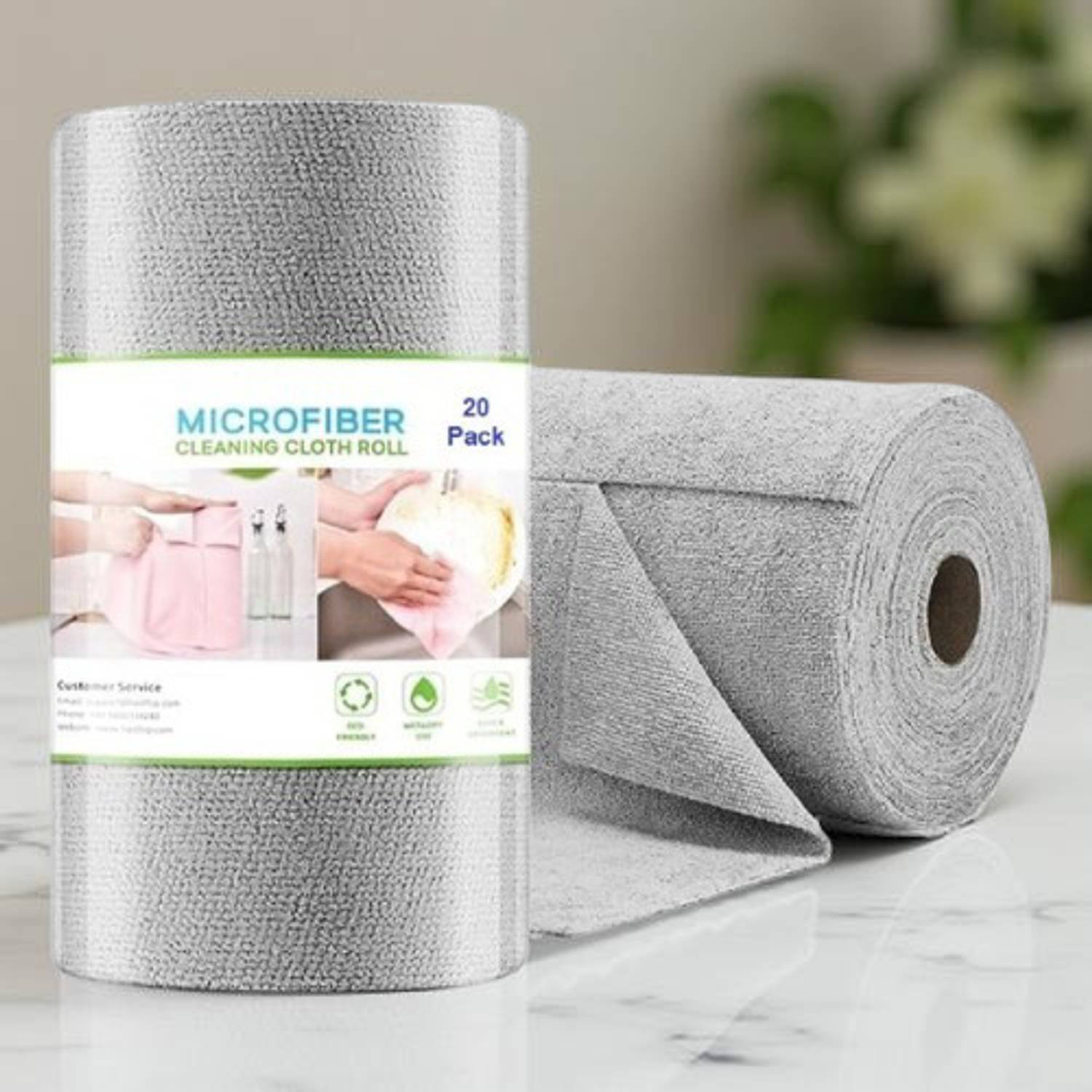 AshmakamMart Reusable Kitchen Cleaning Cloth Roll 20 Piece Tear Away Microfiber Towels Wet and Dry Microfiber Cleaning Cloth
