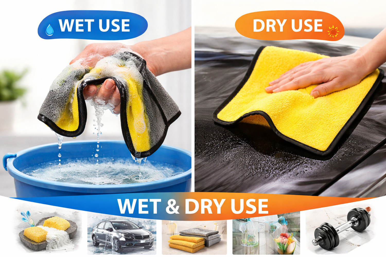 Image of INFIUS CEREBRO MicroFiber Cloth 400GSM Wet and Dry Microfiber Cleaning Cloth (5 Units)