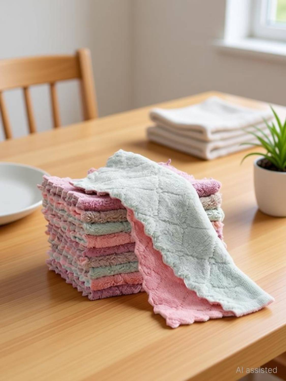 GoodsGarden Highly Absorbant Microfibre Kitchen Cleaning cloth Multicolor Cloth Napkins GREEN PINK Cloth Napkins