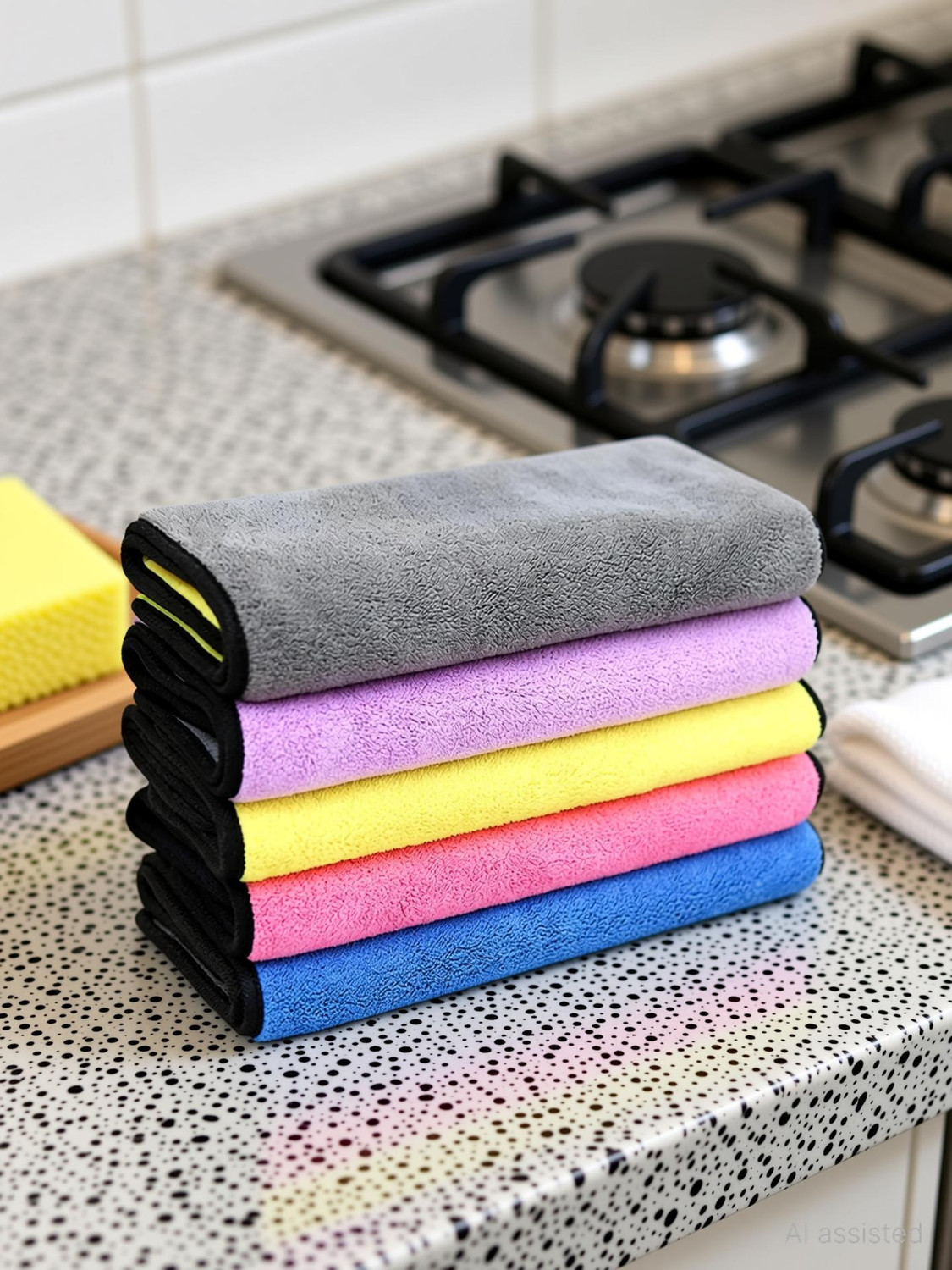 Image of Mithan Microfiber Cloth 800 Gsm - Pack of 5(30X40 cm)-Comes in Random Colours Wet and Dry Microfiber Cleaning Cloth
