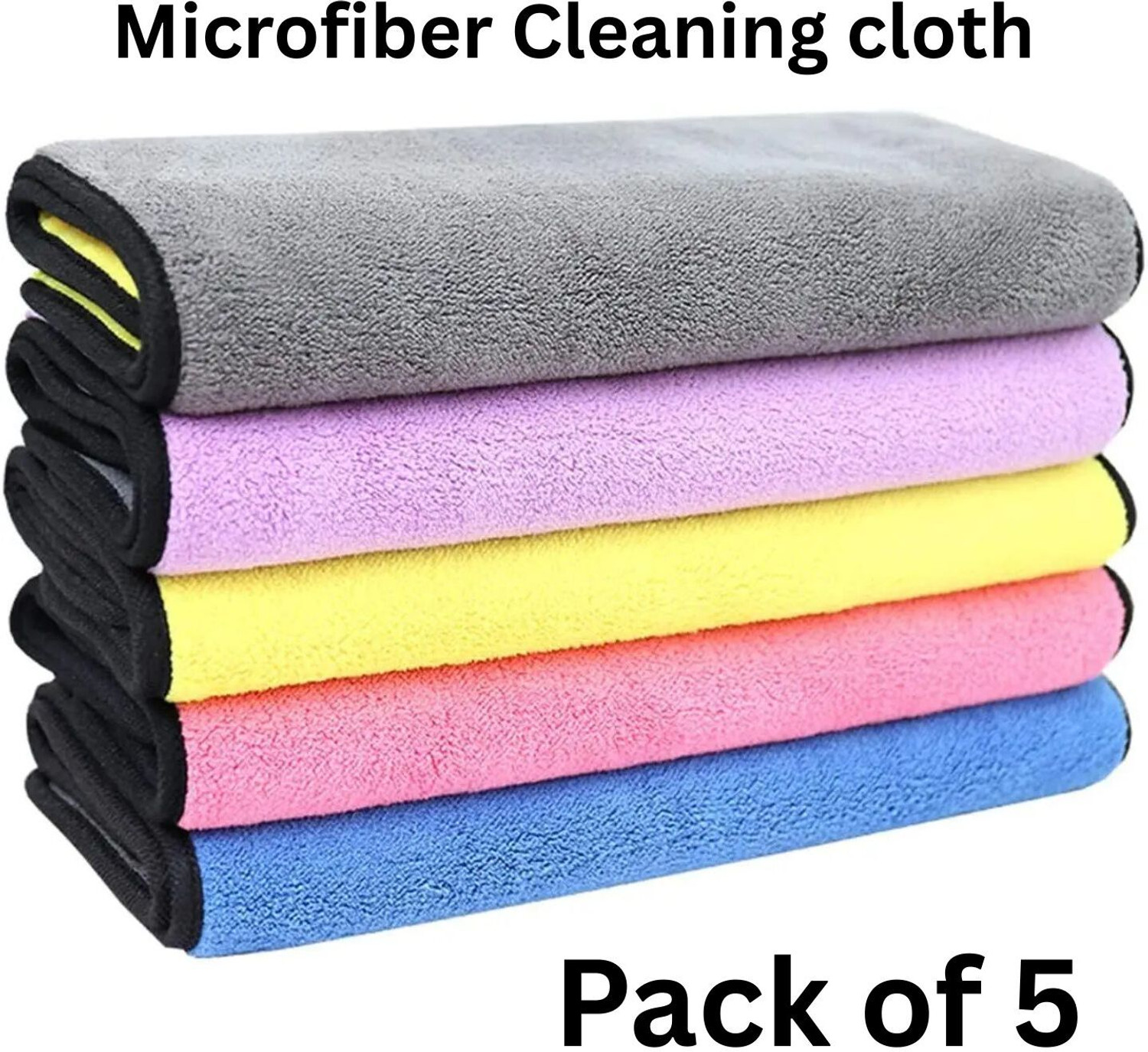Image of Mithan Microfiber Cloth 800 Gsm - Pack of 5(30X40 cm)-Comes in Random Colours Wet and Dry Microfiber Cleaning Cloth