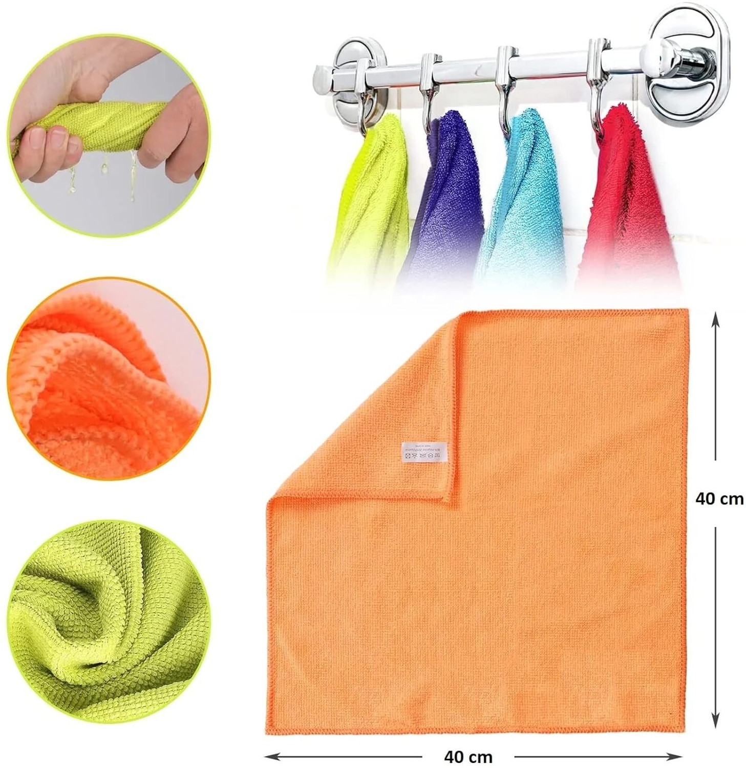 Image of Greensify Microfiber Vehicle Washing Cloth (Pack Of 5, 250 GSM) Dry Microfiber Cleaning Cloth
