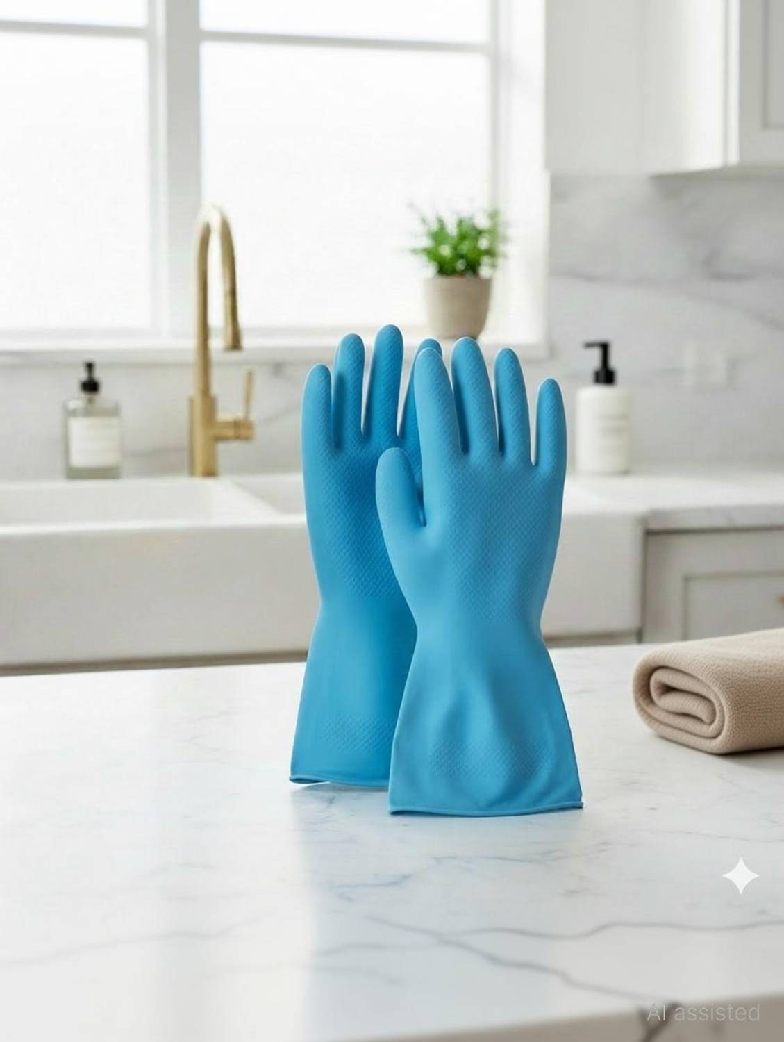 7SHIELD Premium Blue Cleaning Gloves for Heavy Household & Utility Use Wet and Dry Glove