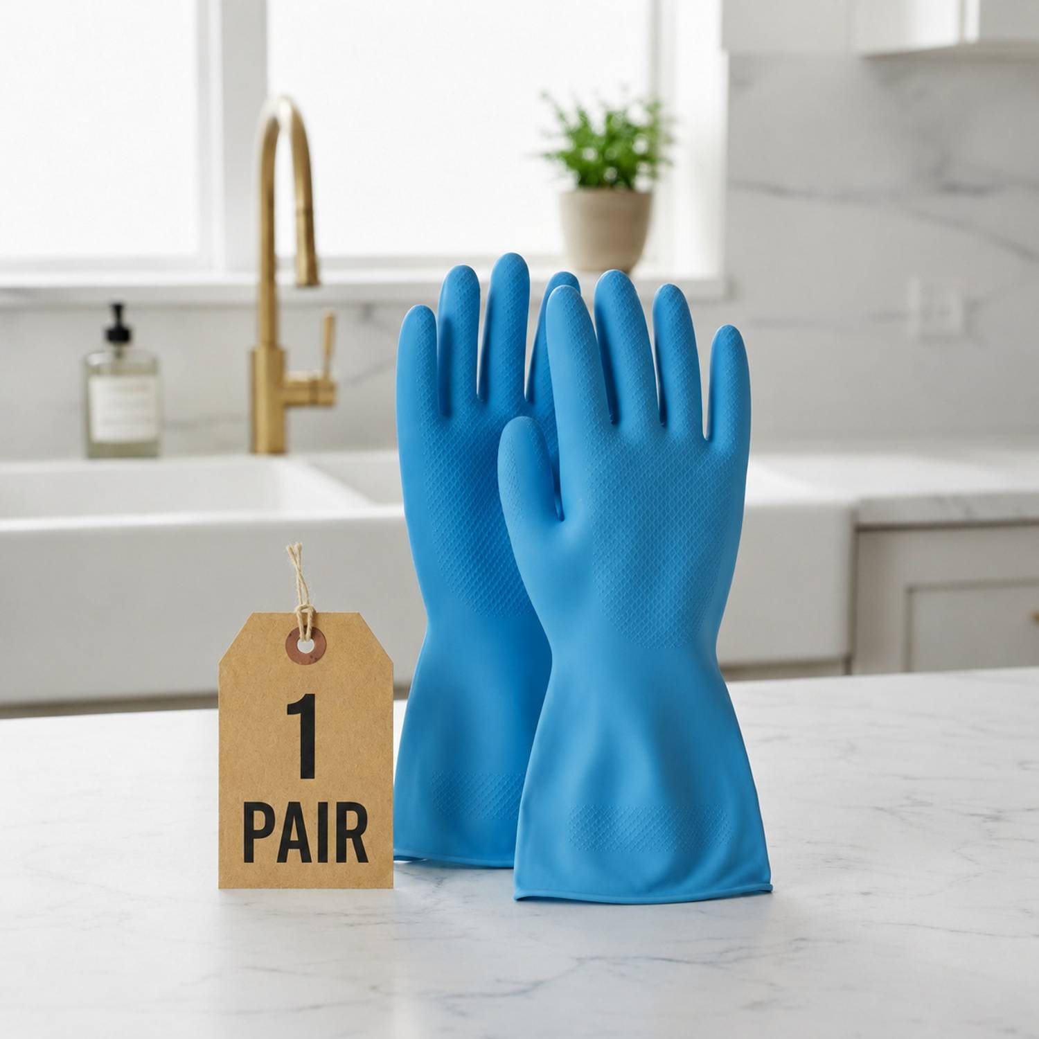 Axisgrip 1Pair Blue Household Rubber Gloves for Dishwashing,Gardening Wet and Dry Glove Set