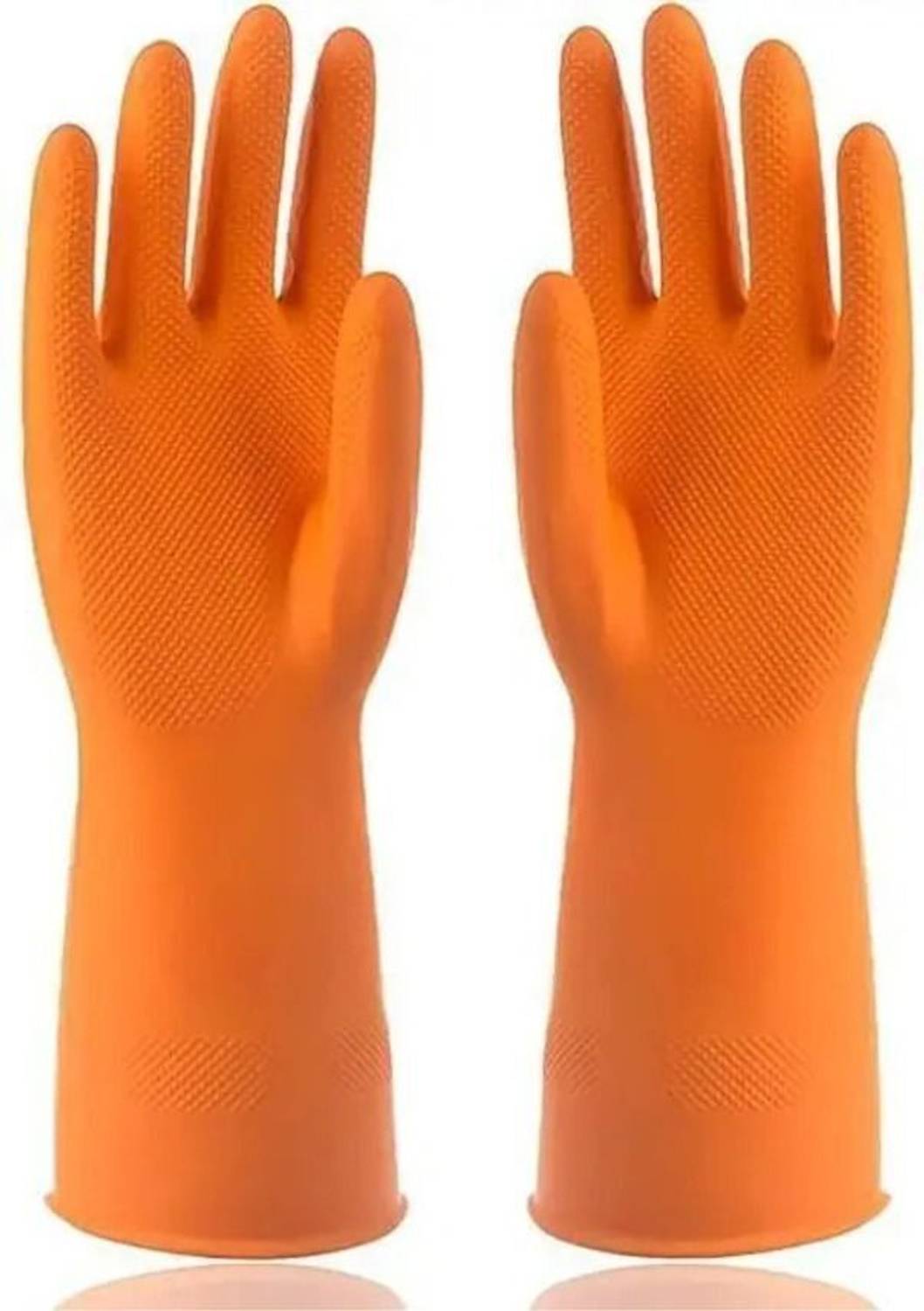 7SHIELD Anti-Slip Orange Rubber Gloves for Washing Dishes Wet and Dry Disposable Glove Set
