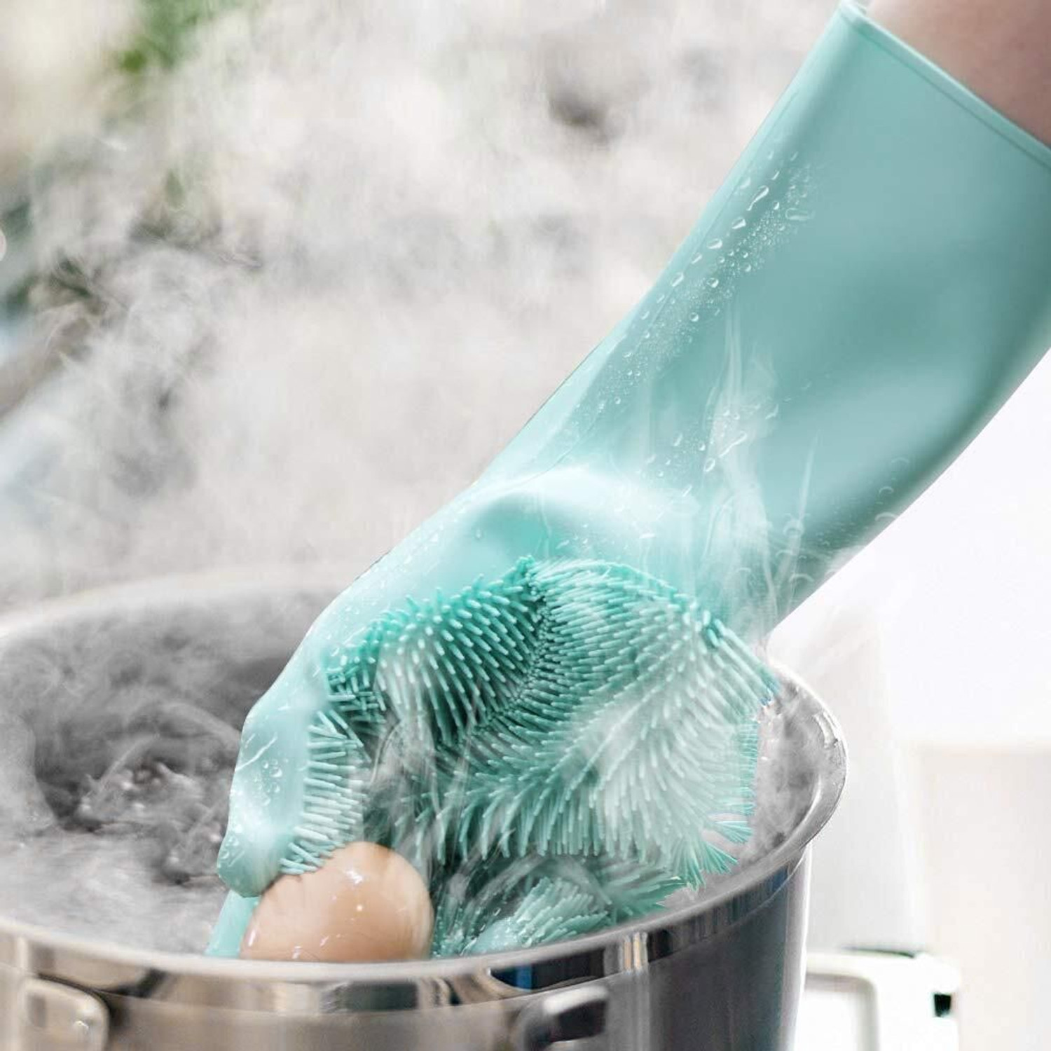 Image of Donizard Magic Silicon Gloves With Scrubber- for Cleaning, Utensils, Wet and Dry Glove