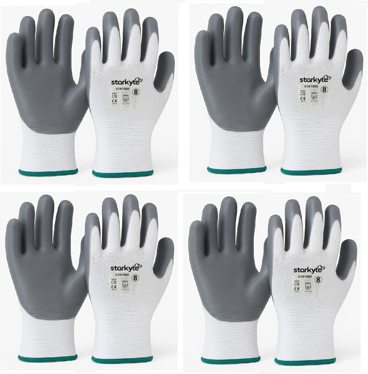 Image of starkyte 4 PAIR Nitrile Coated Reausable Industrial,Cleaning Gloves 8 PCS Dry Glove Set