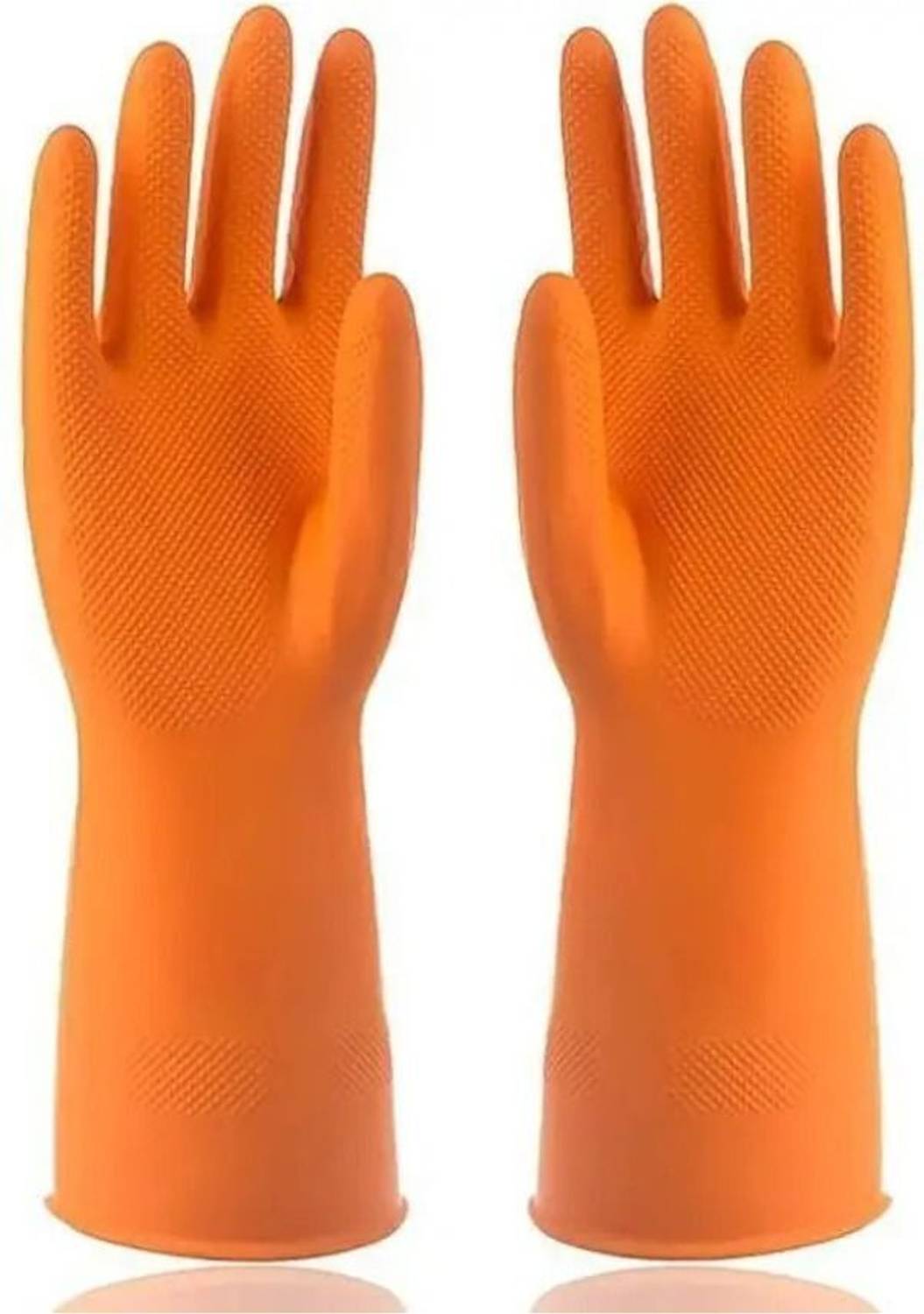 7SHIELD Long Cuff Orange Rubber Gloves for Kitchen Use Wet and Dry Disposable Glove Set