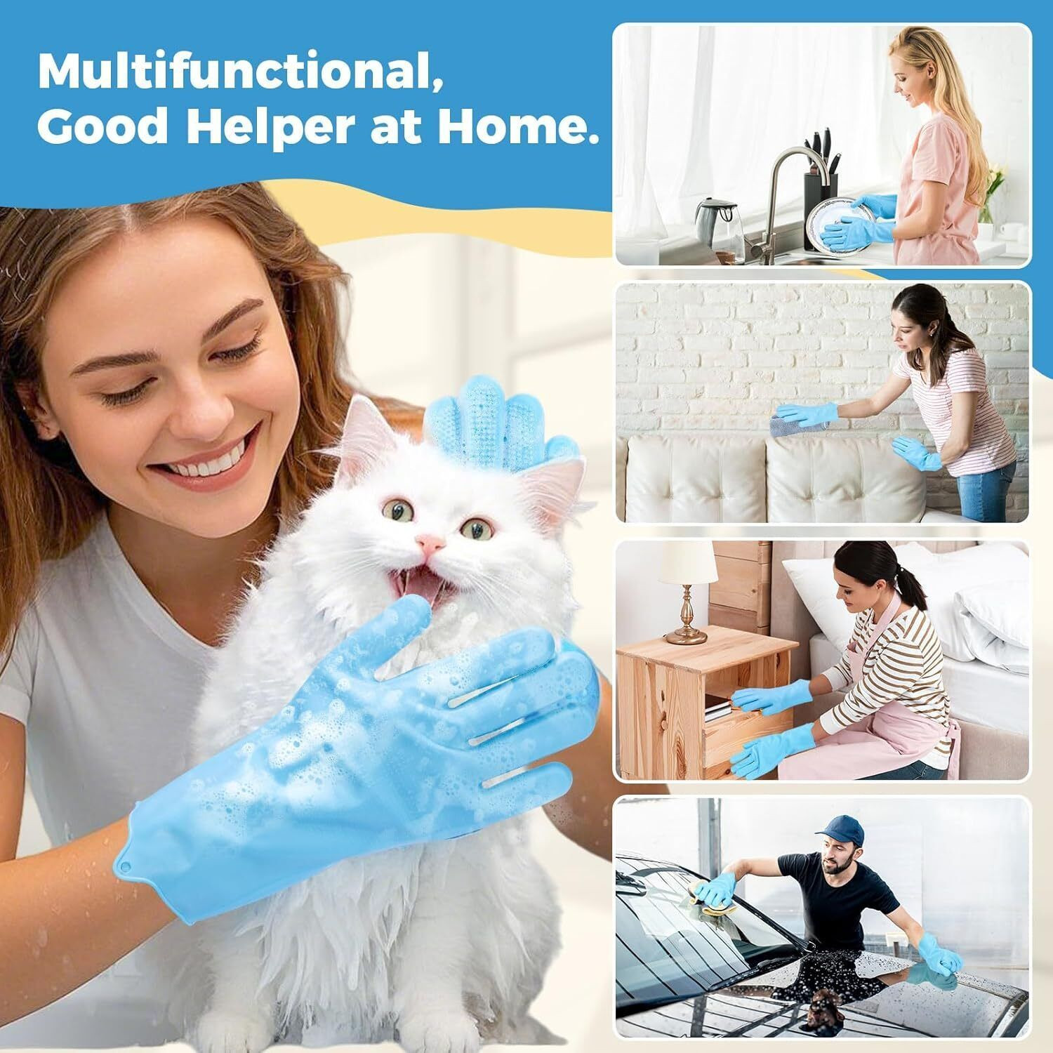 Image of Flipkart SmartBuy Magic Silicone Hand Gloves for Kitchen Dishwashing &Pet,Kitchen,Car,Bathroom Wet and Dry Glove
