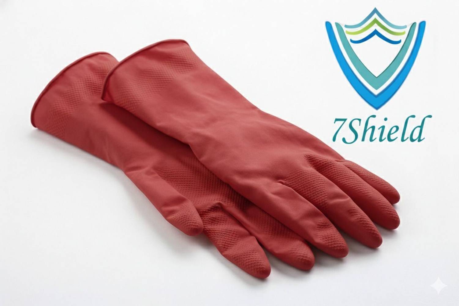 7SHIELD Red Household Cleaning Gloves with Strong Grip & Tear-Resistant Build Wet and Dry Disposable Glove