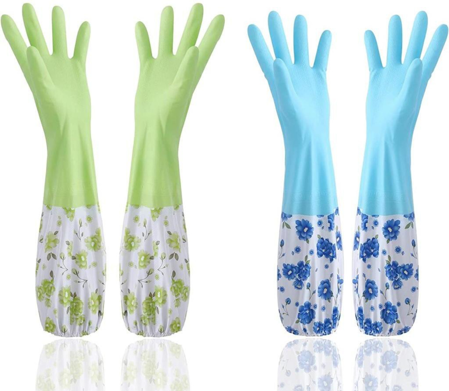 Image of MAAUVTOR Reusable Rubber Thickening Waterproof Dish Washing Household Kitchen Wet and Dry Glove Set