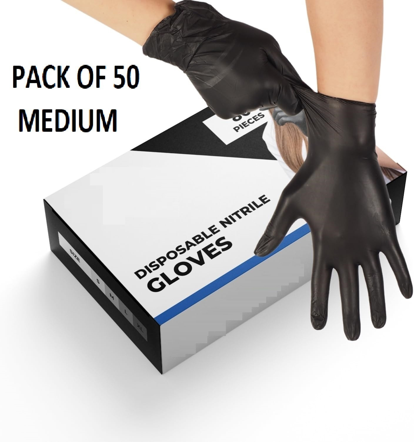 Image of DM SPECIALLY FOR SPECIALIST Black Nitrile Gloves Powder Free & Food Grade Disposable Hand Gloves Wet and Dry Disposable Glove Set