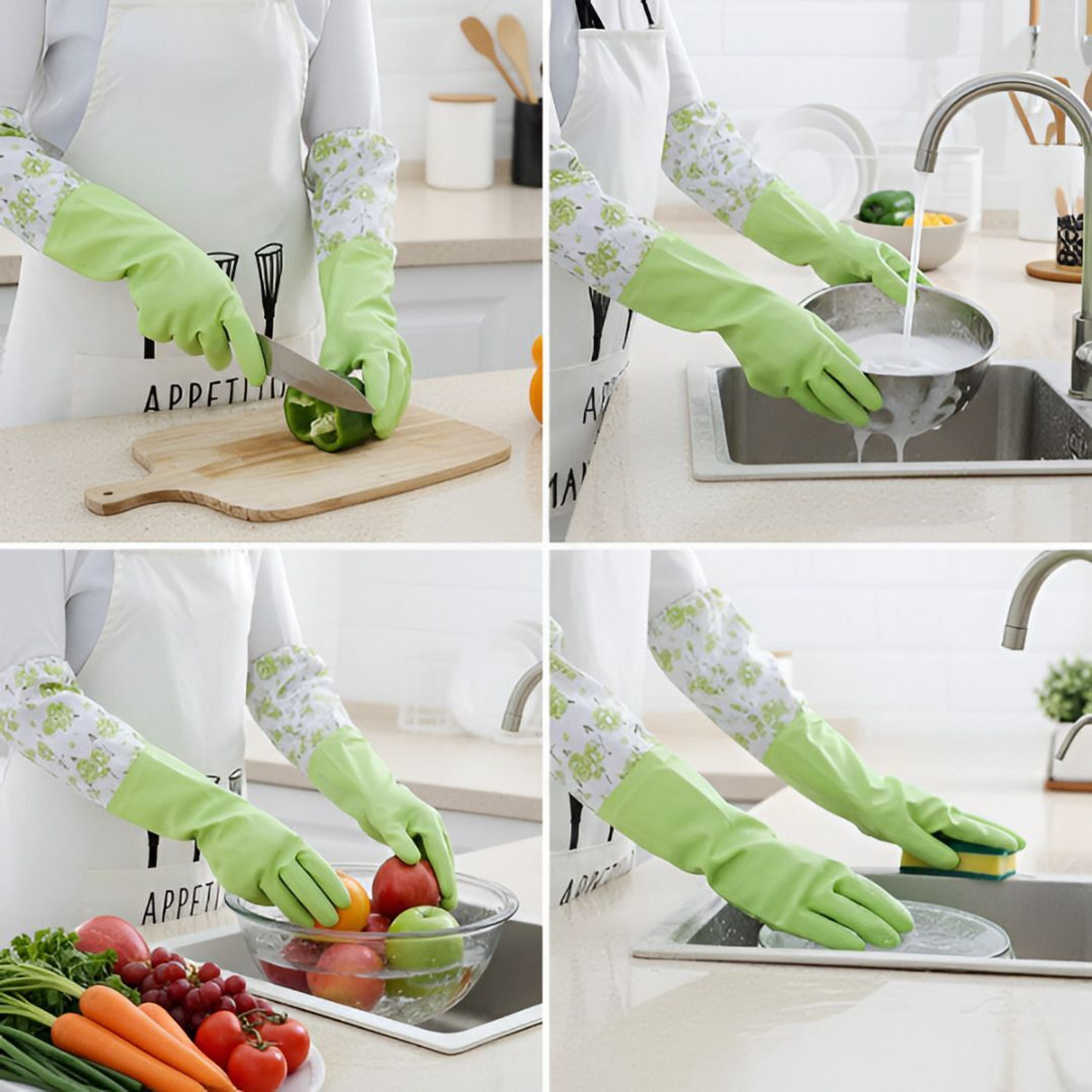 Image of Flipkart SmartBuy PVC FlockLined Long Elbow Length Gloves for Kitchen Dishwashing Winters Wet and Dry Glove