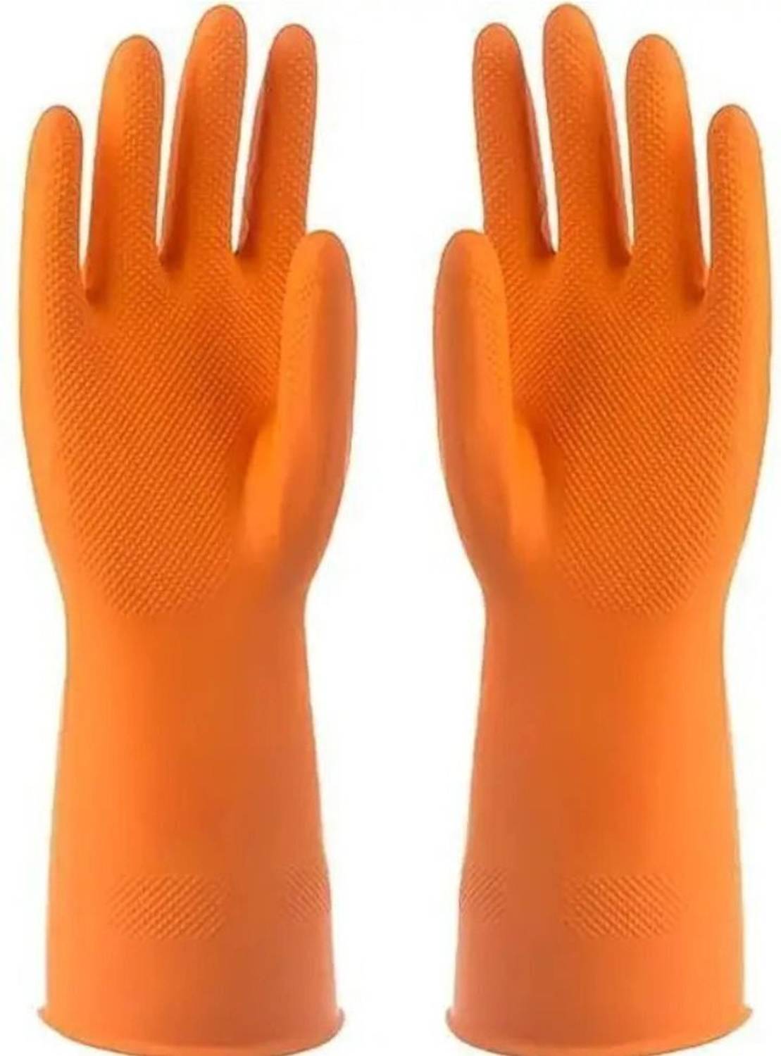7SHIELD Multi-Purpose Orange Rubber Gloves for Daily Use Wet and Dry Disposable Glove Set