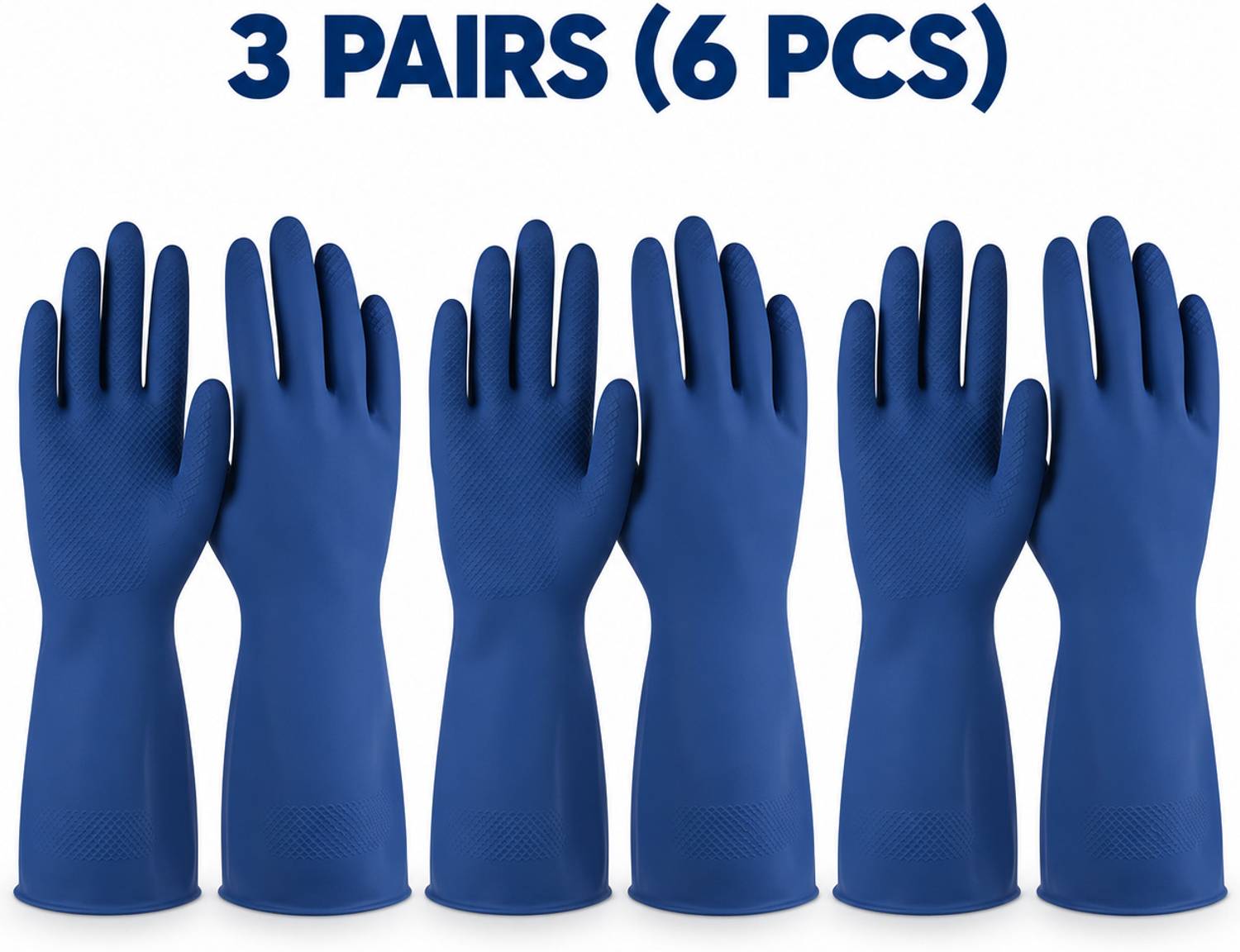 7SHIELD 3Pair Ice Blue Rubber Safety Hand Gloves For Chemical, Electrical , Gardening Wet and Dry Glove Set