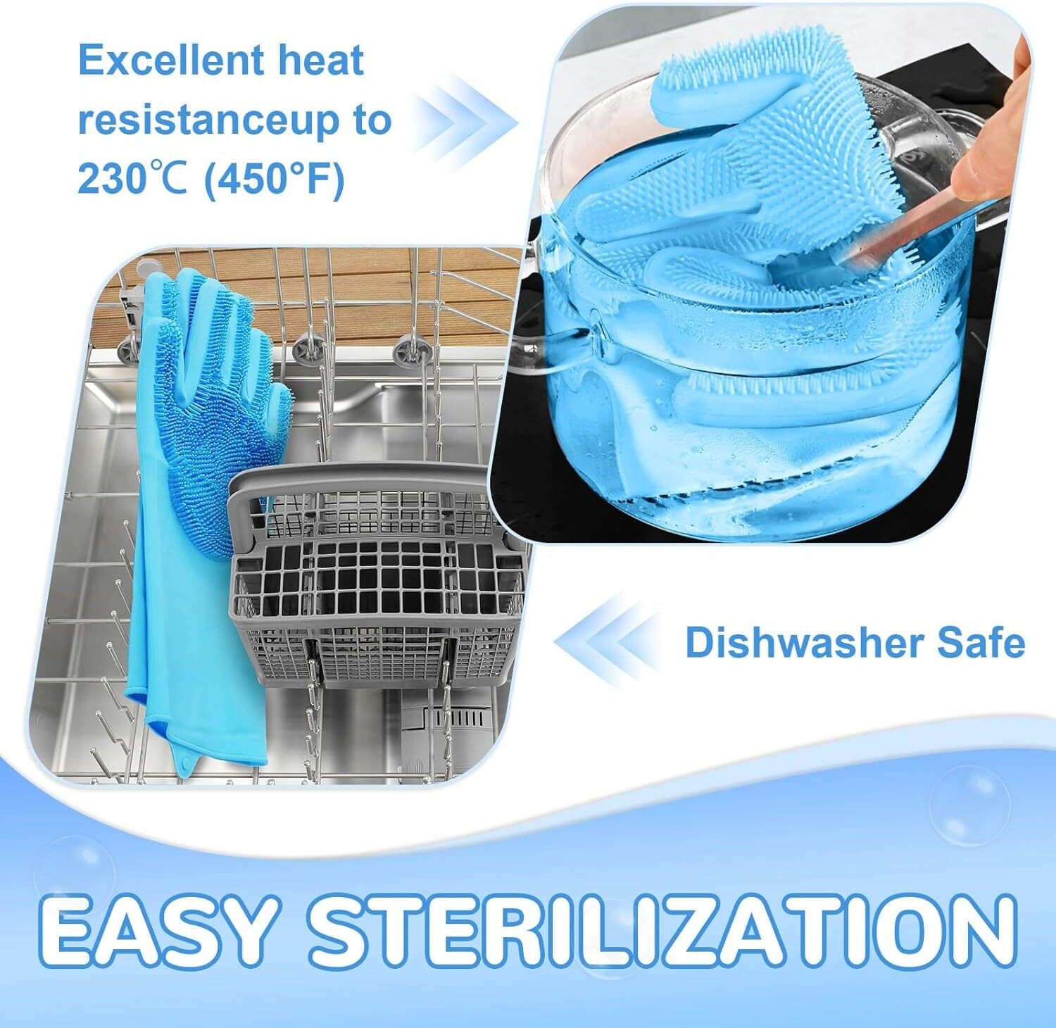 Image of HM EVOTEK Silicone Gloves Dishwashing Kitchen Scrubber Grip Daily Household Use Gloves Wet and Dry Glove