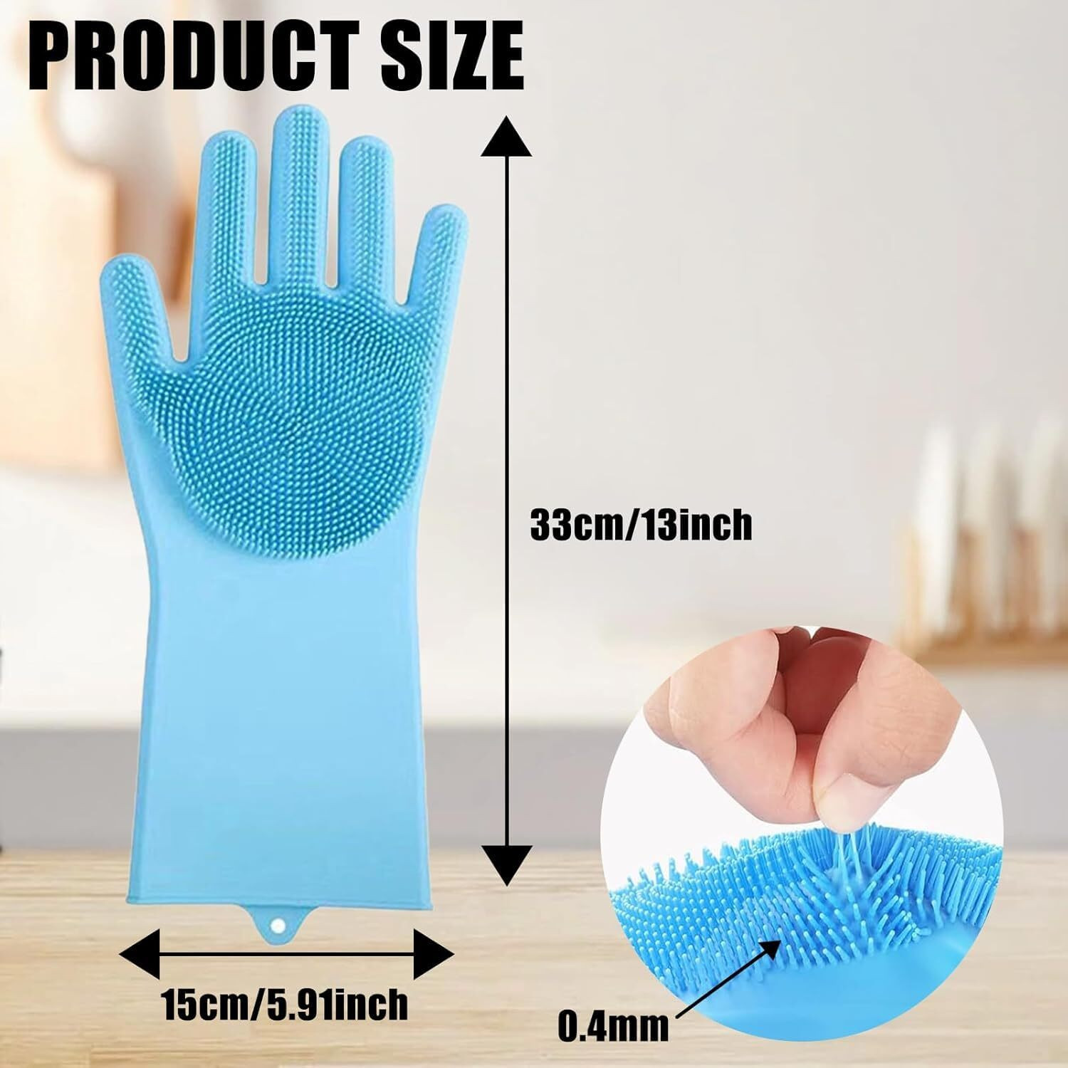 Image of DM SPECIALLY FOR SPECIALIST Silicone Dishwashing Gloves with Built-in Scrubber Wet and Dry Glove Set