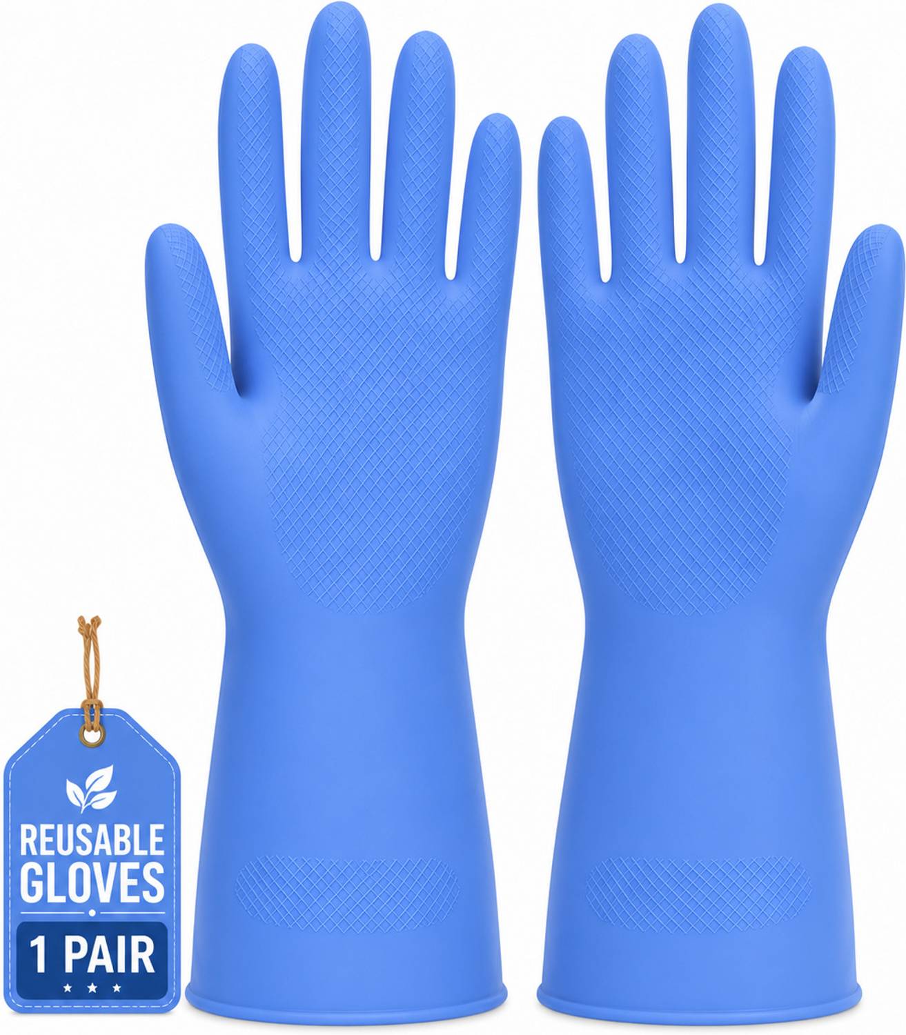 7SHIELD Blue Rubber Gloves for Home Cleaning – Reusable & Long-Lasting Gloves Wet and Dry Glove