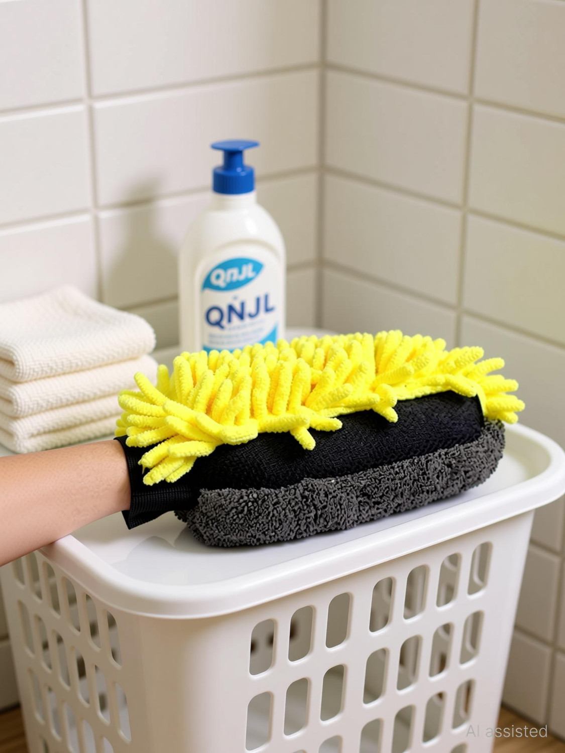 Image of QNJL Waterproof Mitt Multipurpose Car Cleaning Microfiber Glove Wet and Dry Glove