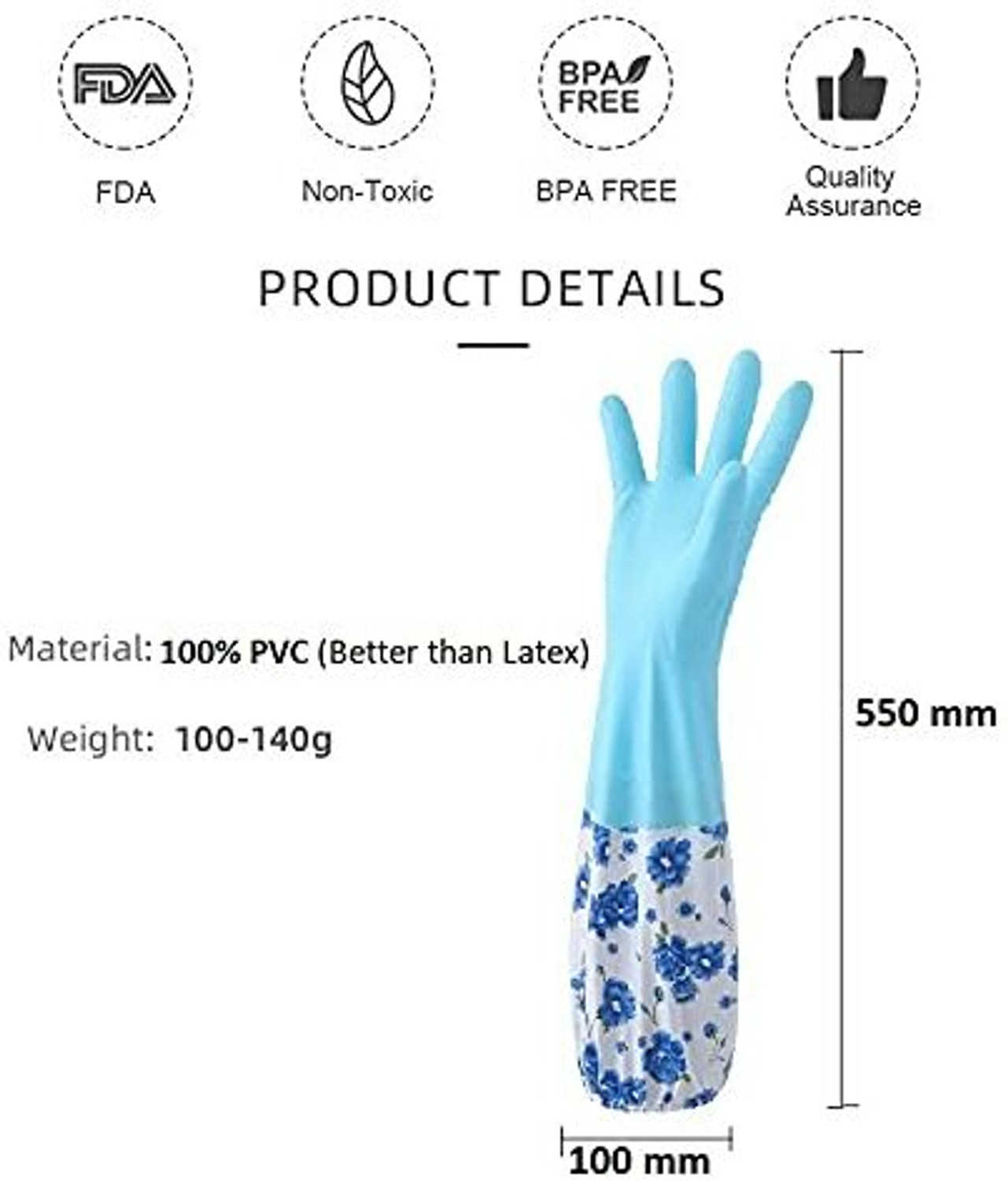 Image of MAAUVTOR Reusable Rubber Thickening Waterproof Dish Washing Household Kitchen Wet and Dry Glove Set