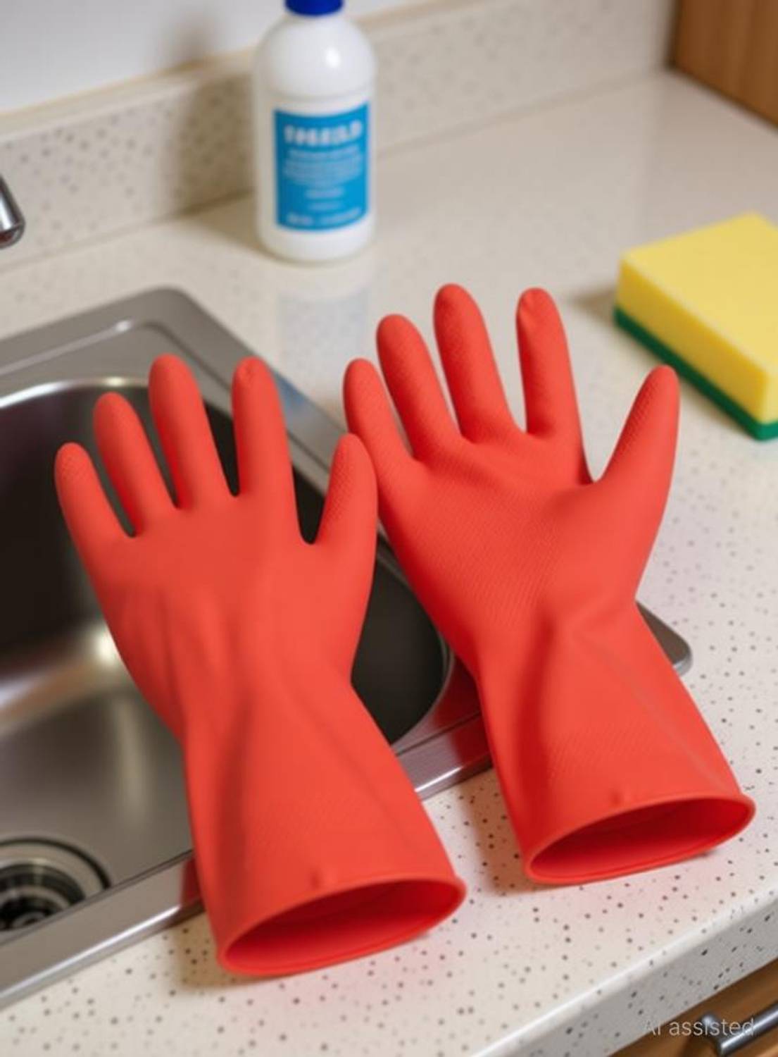 7SHIELD Long Cuff Rubber Gloves for Dishwashing & Cleaning Wet and Dry Disposable Glove