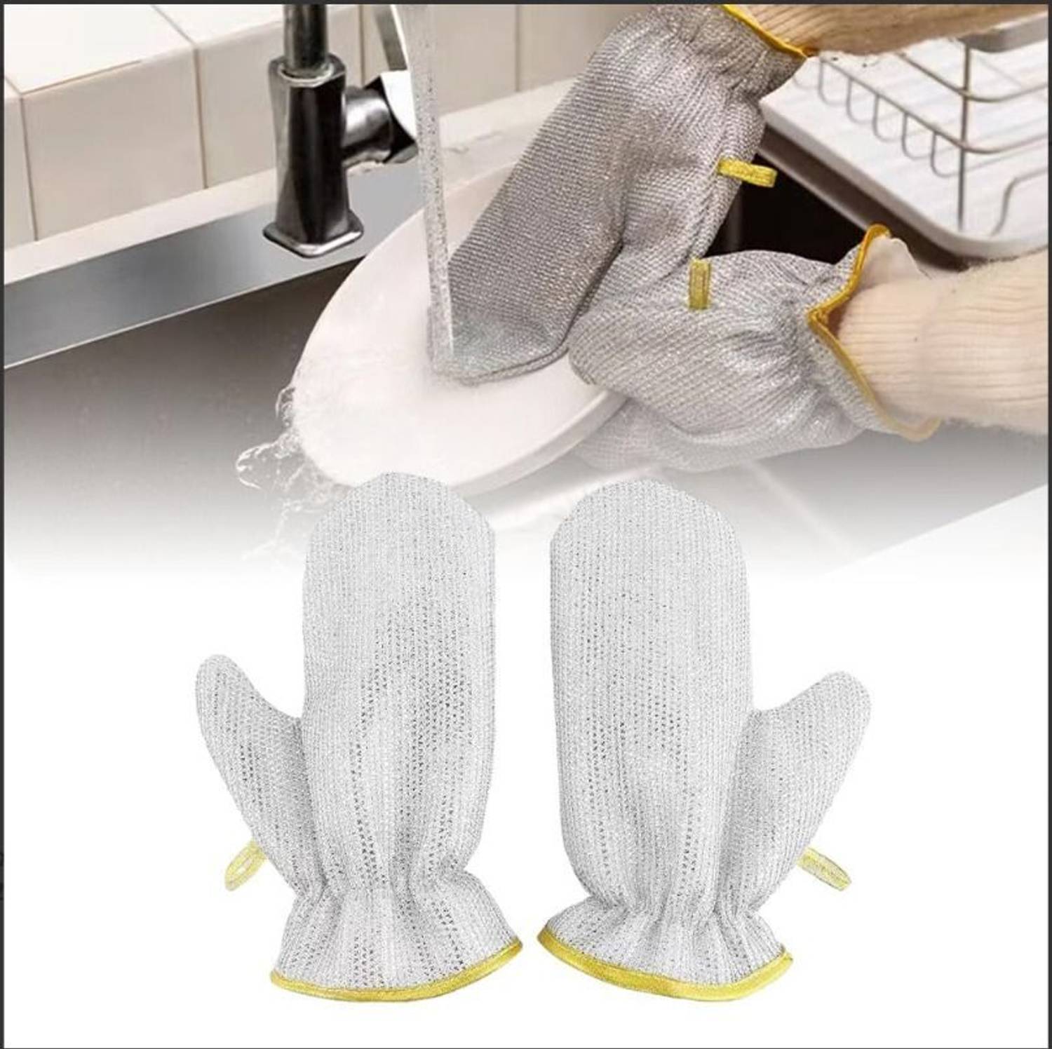 ABlue Clipper Stainless Steel Washing Gloves for Effective, Non-scratch Cleaning Of Utensils Wet and Dry Glove