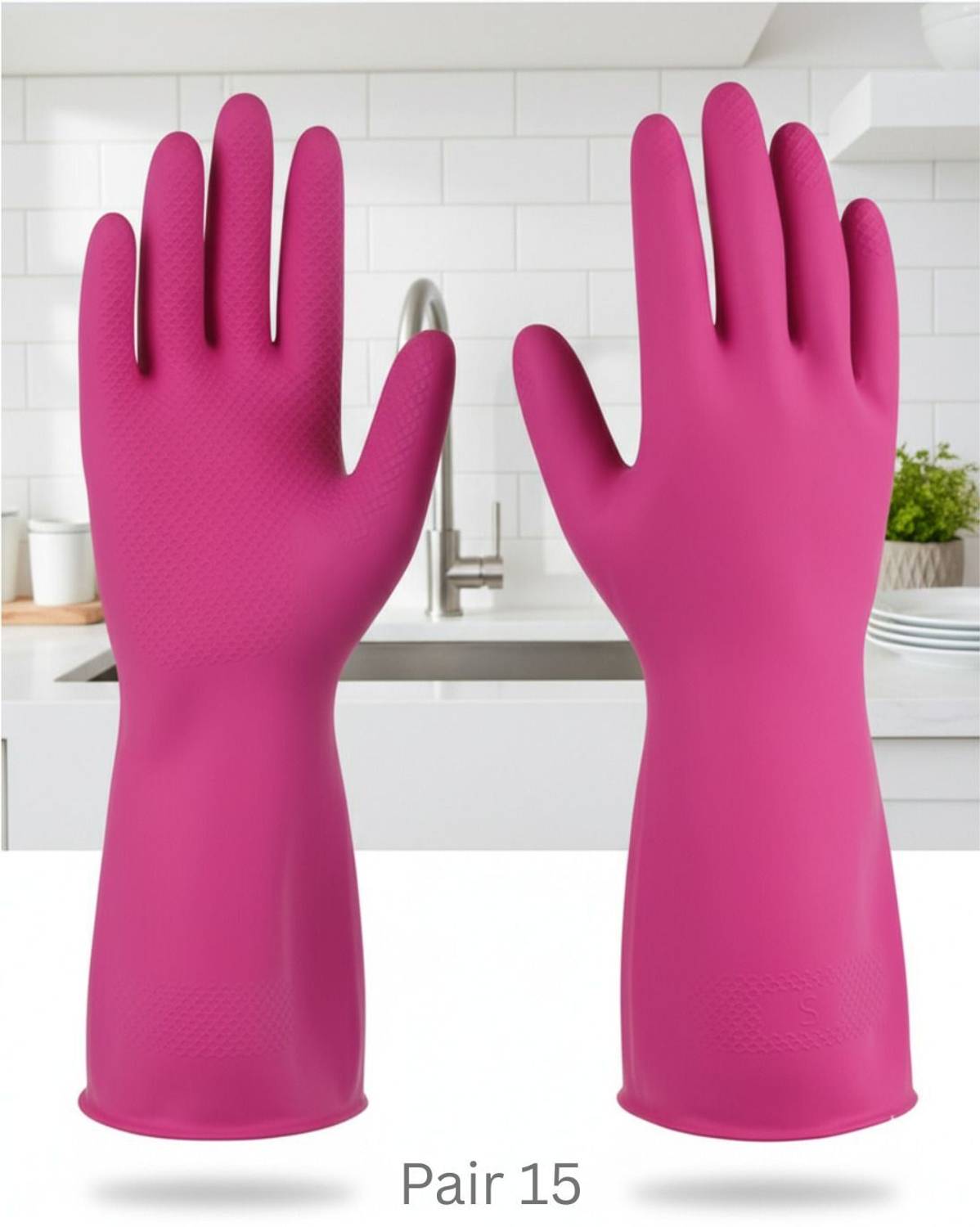 7SHIELD Multi-Purpose Pink Cleaning Gloves for Home & Kitchen – Strong, Flexible Wet and Dry Disposable Glove Set