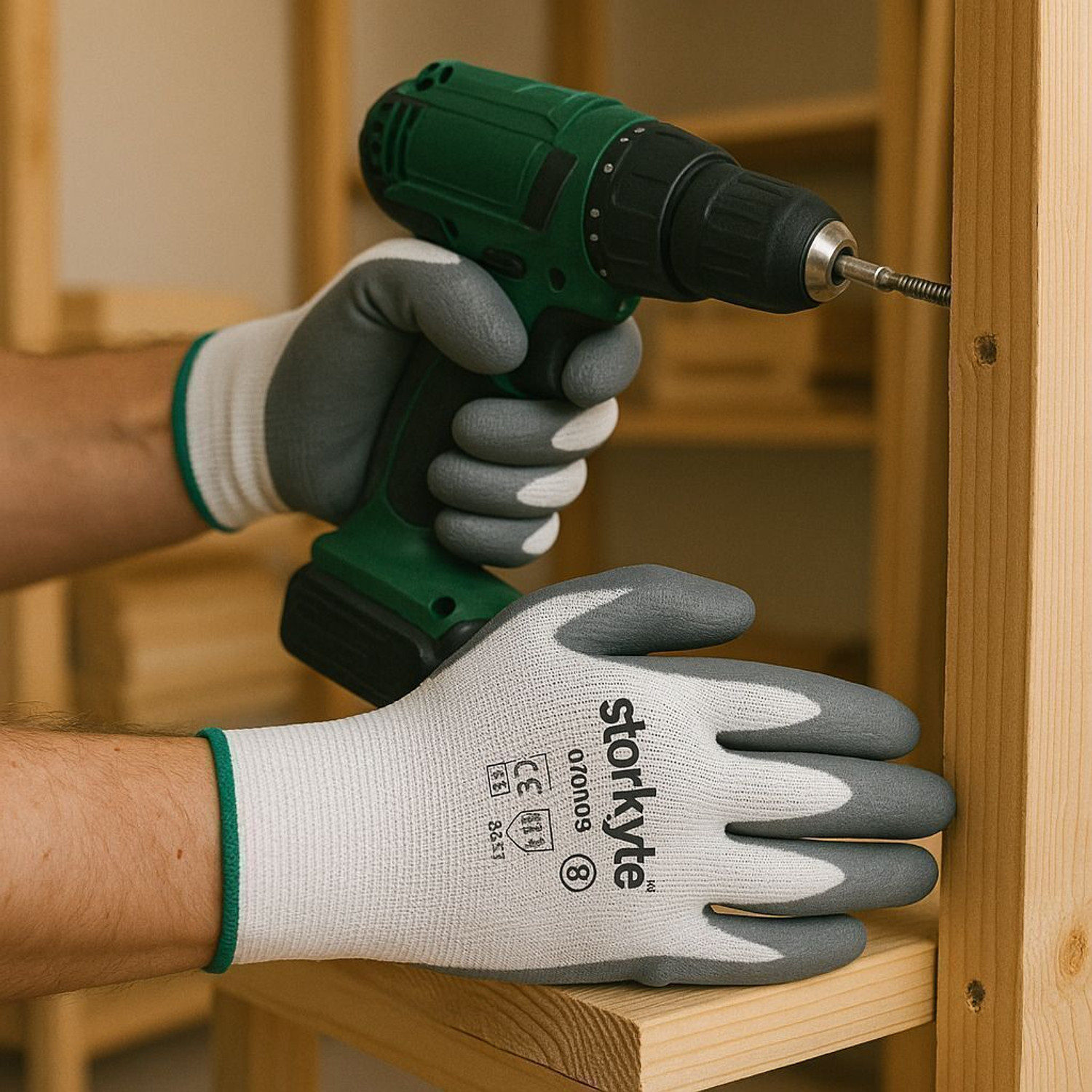 Image of starkyte 4 PAIR Nitrile Coated Reausable Industrial,Cleaning Gloves 8 PCS Dry Glove Set
