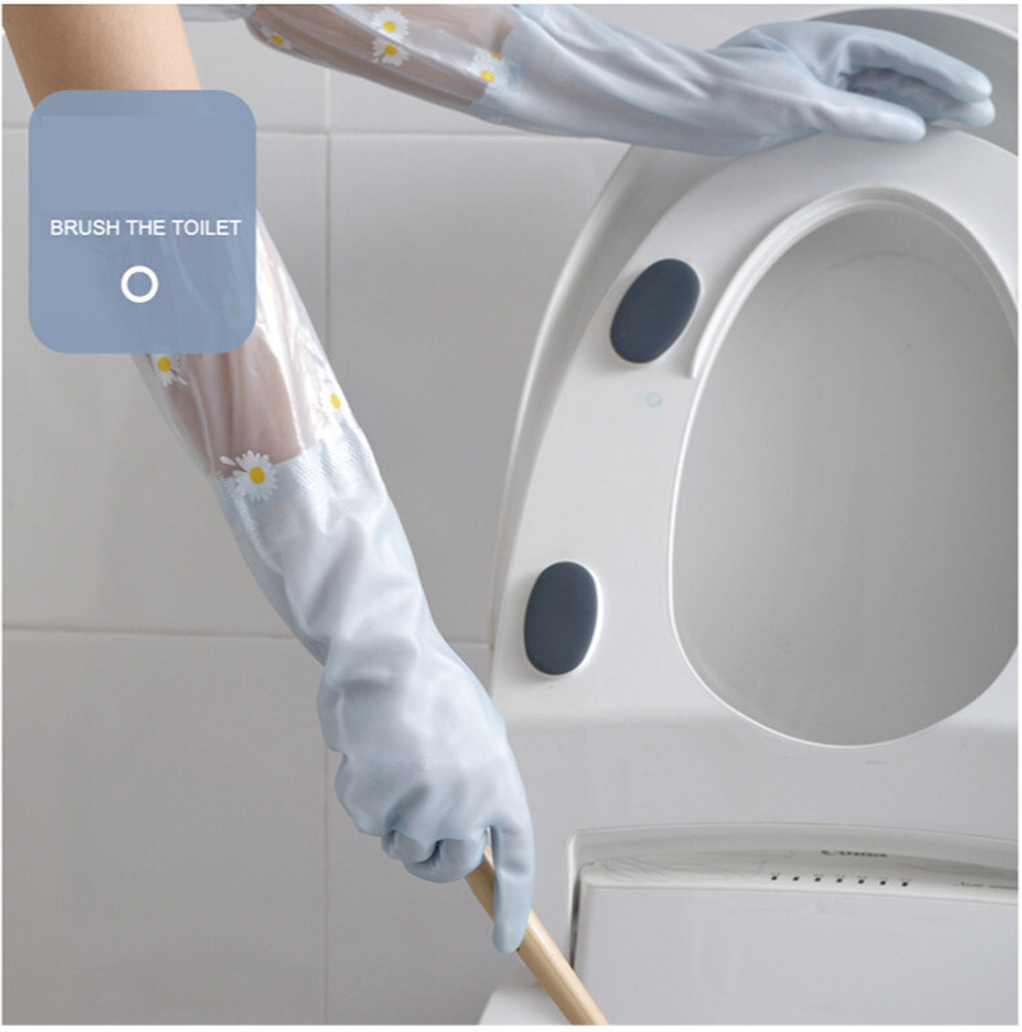 Image of MAAUVTOR Reusable PVC Waterproof Dish Washing Household Kitchen Long Elbow Length Gloves Wet and Dry Glove Set