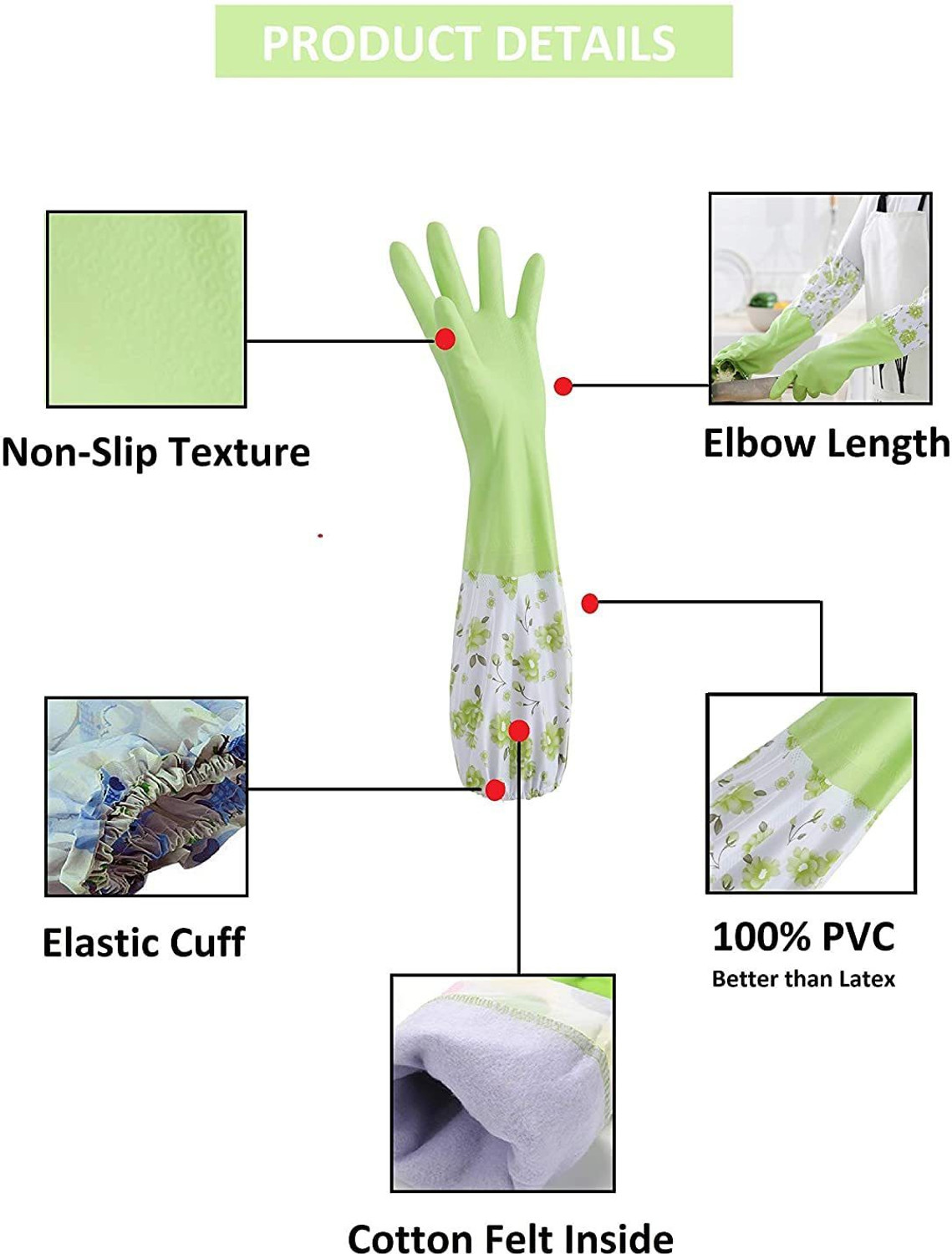 Image of MAAUVTOR Reusable Rubber Thickening Waterproof Dish Washing Household Kitchen Wet and Dry Glove Set