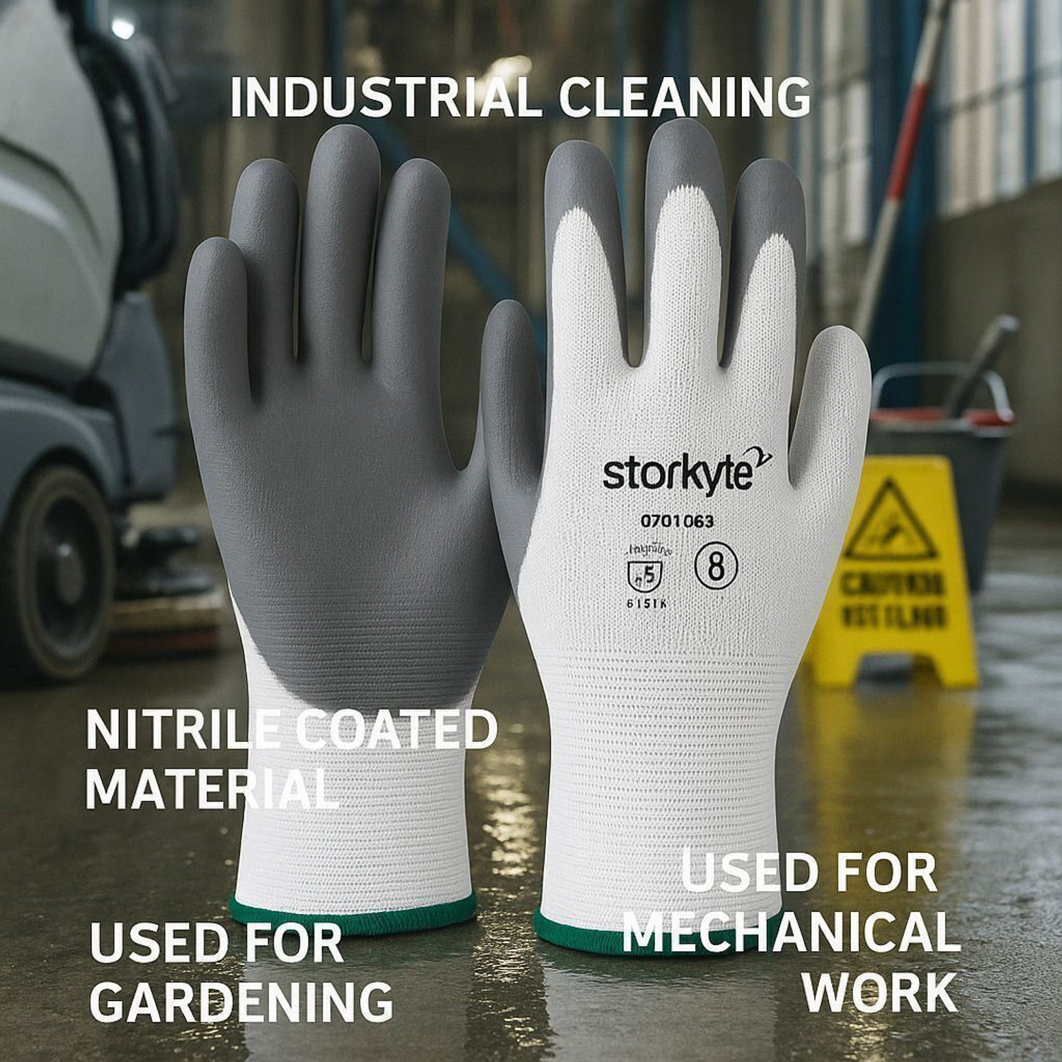 Image of starkyte 4 PAIR Nitrile Coated Reausable Industrial,Cleaning Gloves 8 PCS Dry Glove Set