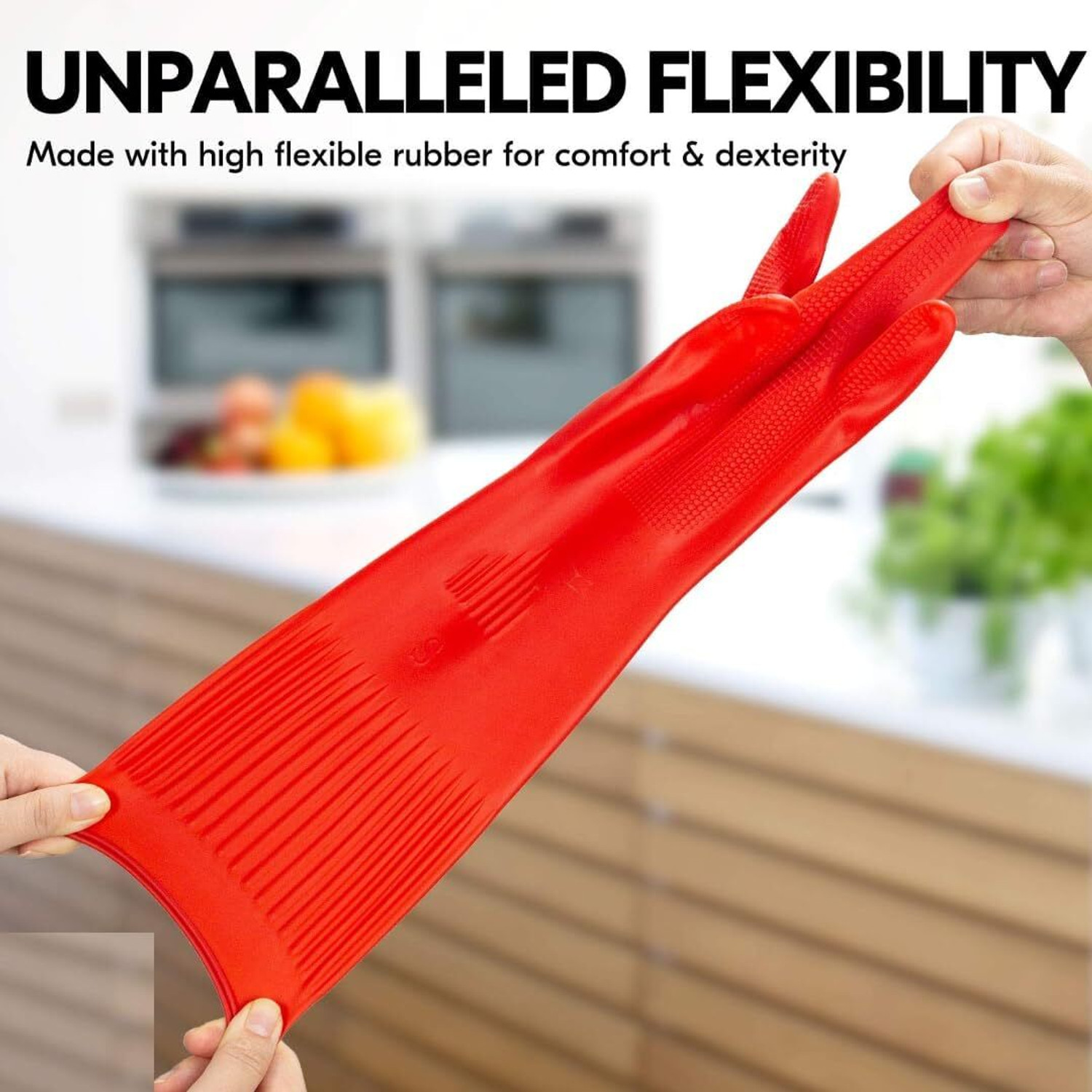 Image of MPR4 Latex Rubber Elbow length hand glove for kitchen Dishwashing and gardening Wet and Dry Glove Set