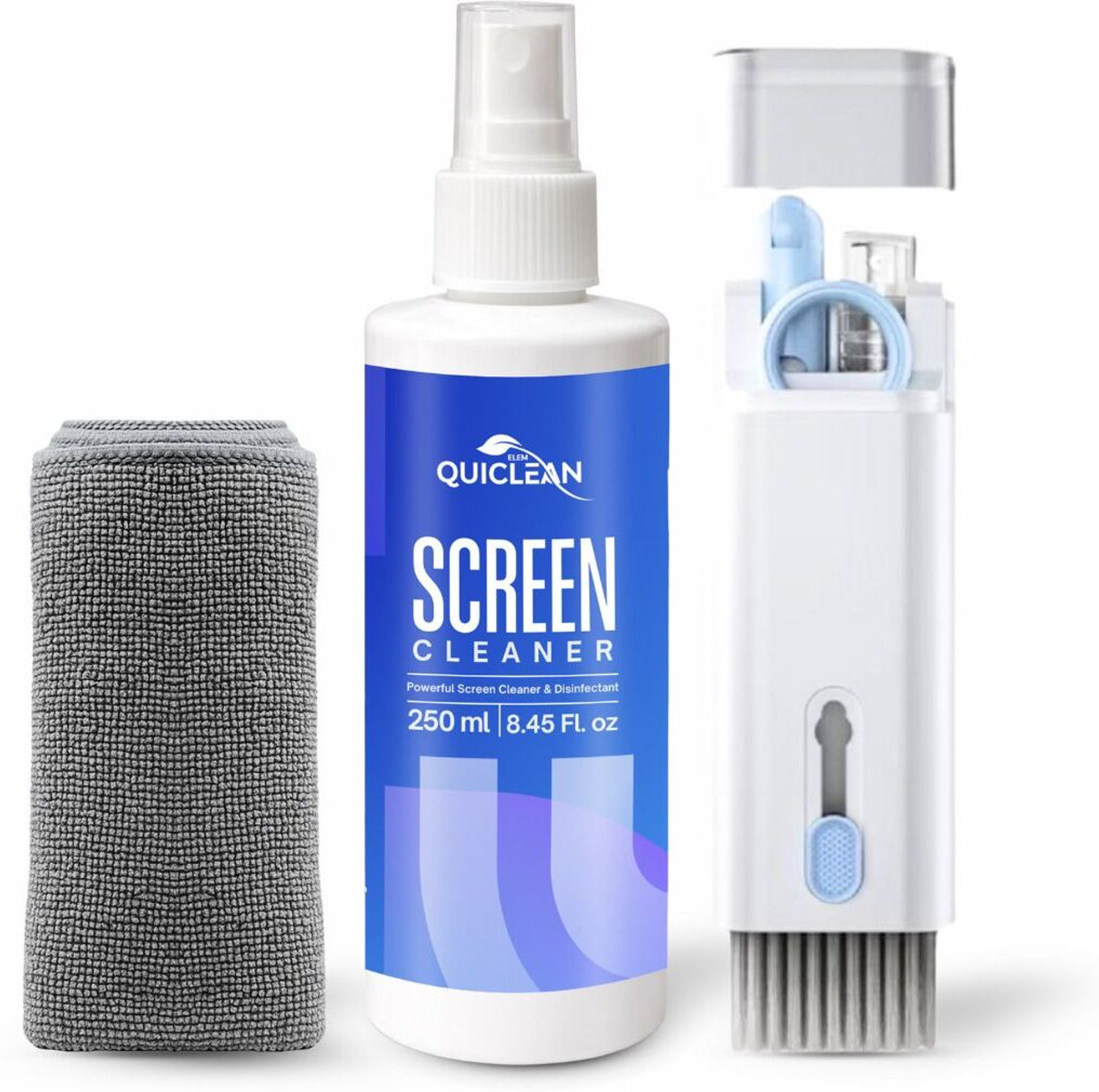Image of QUICLEAN 7 In 1 Screen Cleaner Kit (250ml) With Cleaning Machine & 350gsm Cloth for Computers, Laptops, Mobiles