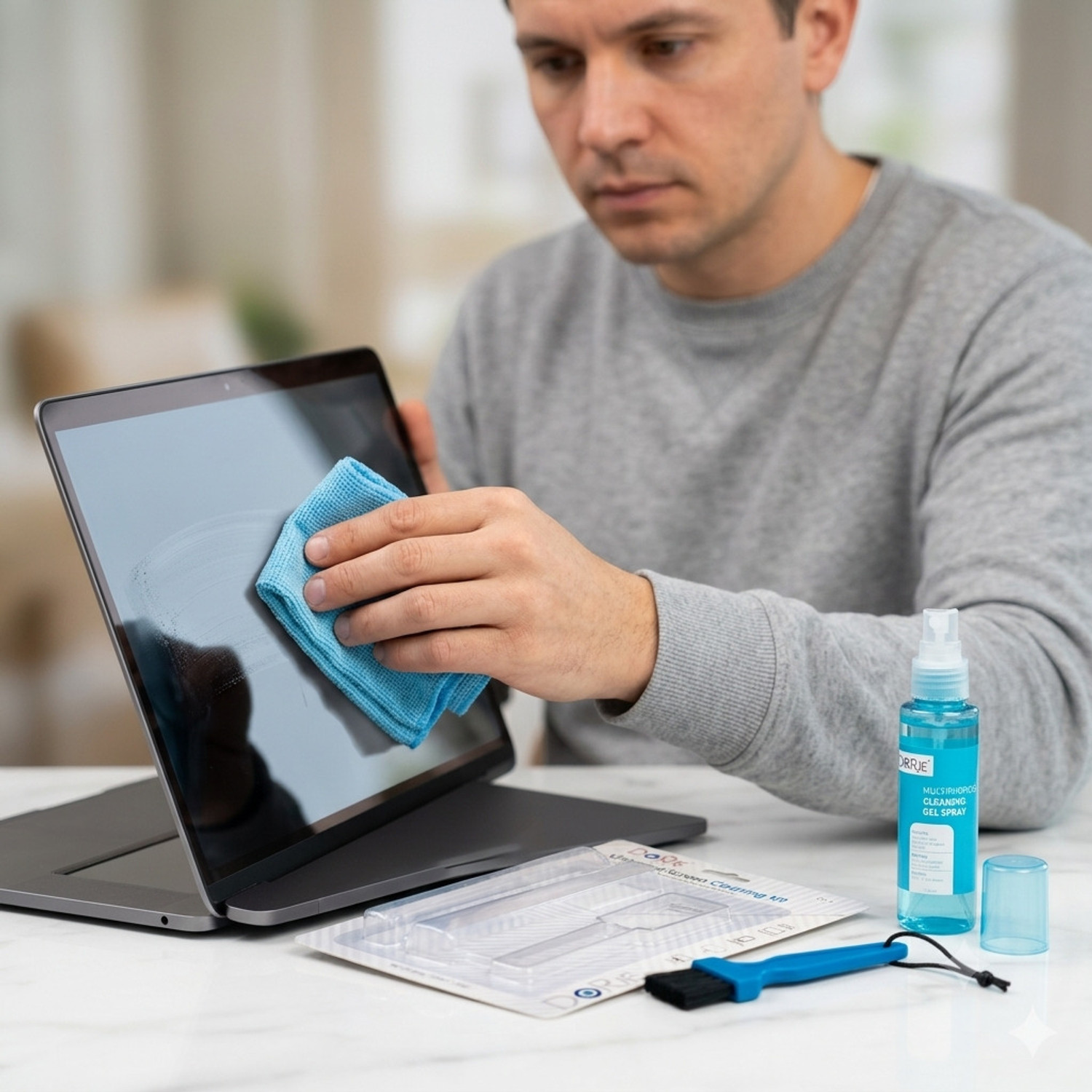 Image of Dorje 3 in 1 Cleaning Kit AND 15 INCH KEYBOARDSKIN Set for Computers, Laptops