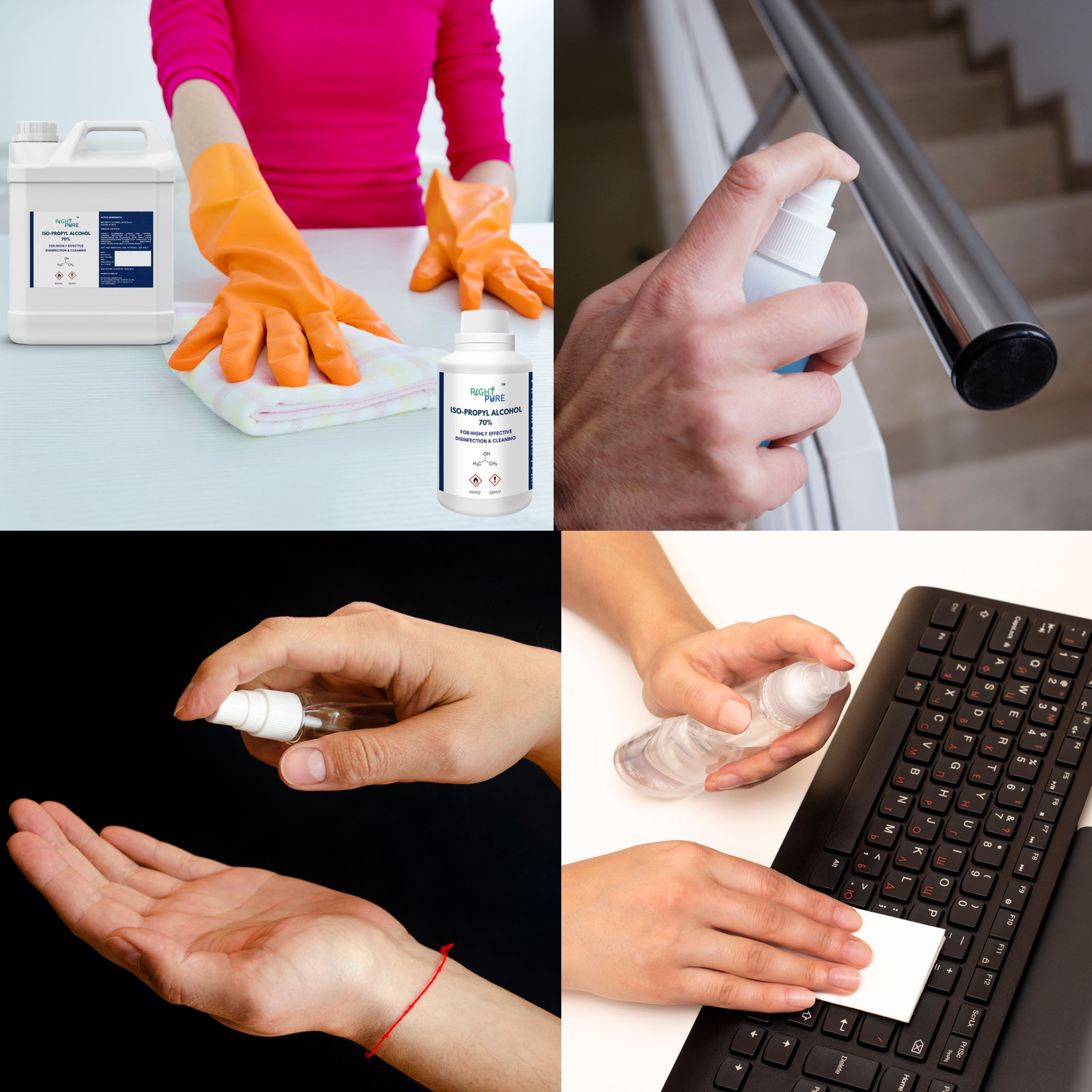 Image of RIGHTPURE Iso-Propyl Alcohol 70% 1000 ml Multi-Purpose Disinfectant for Laptops, Computers, Mobiles