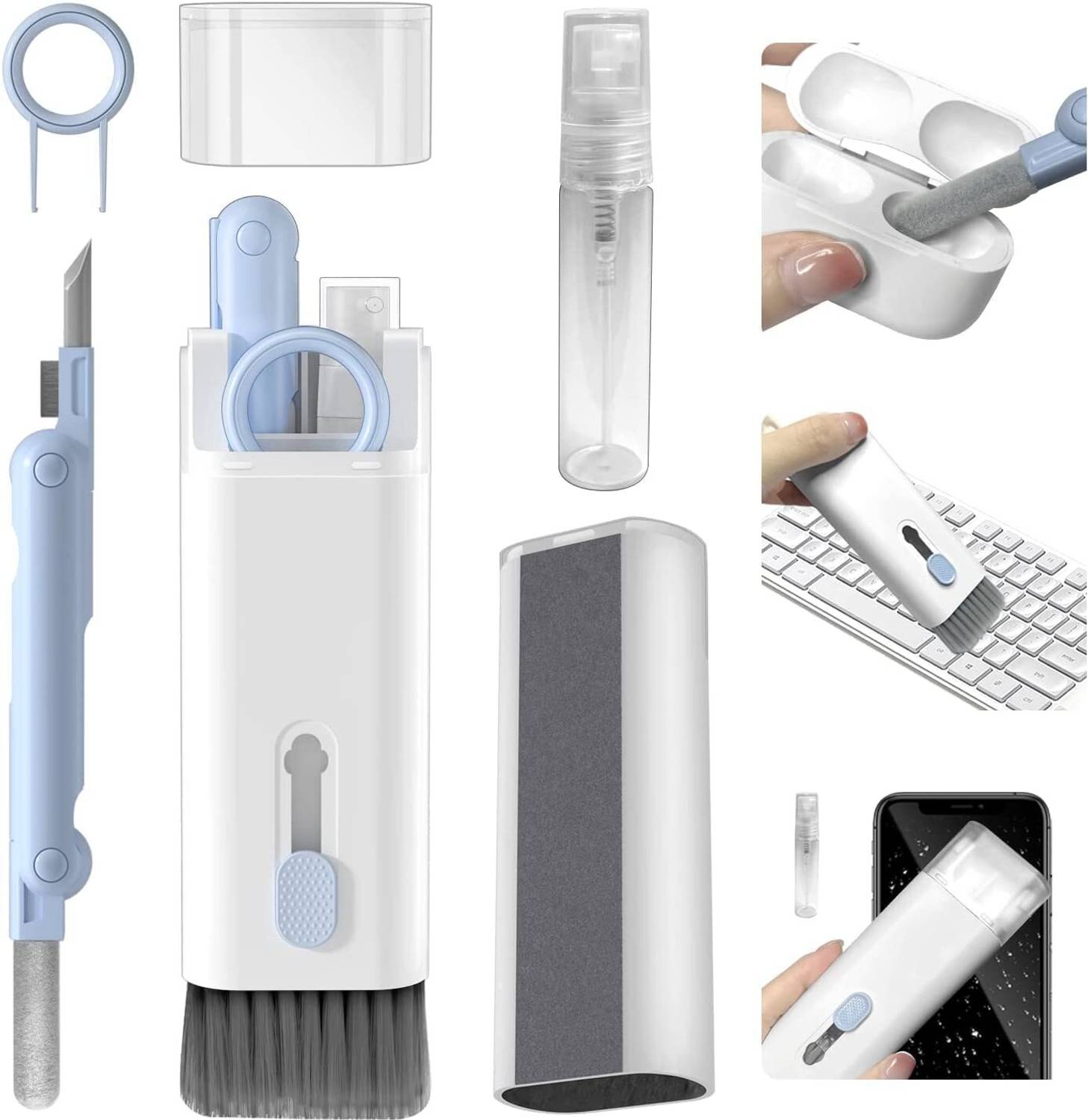 BAWALIYANZED 7 in 1 Cleaning Kit for mobile, airpod cleaning phone and laptop cleaning kit for Computers, Laptops, Mobiles